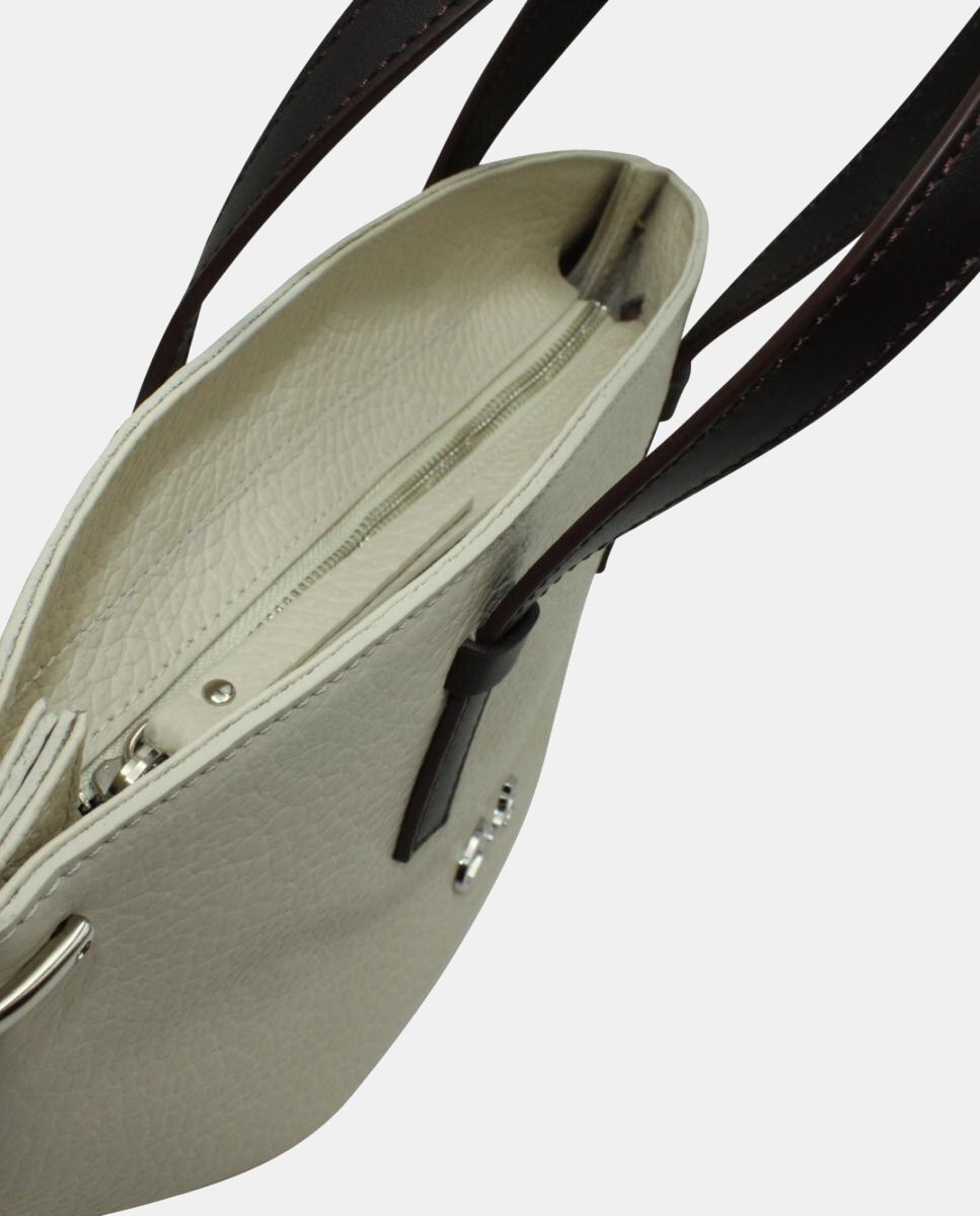 Mala Shopper em Pele Chef com Fecho de Correr e Alça de Tiracolo Cru-3