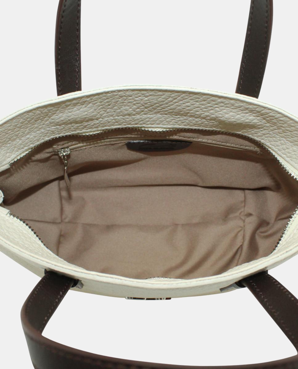 Mala Shopper em Pele Chef com Fecho de Correr e Alça de Tiracolo Cru-4