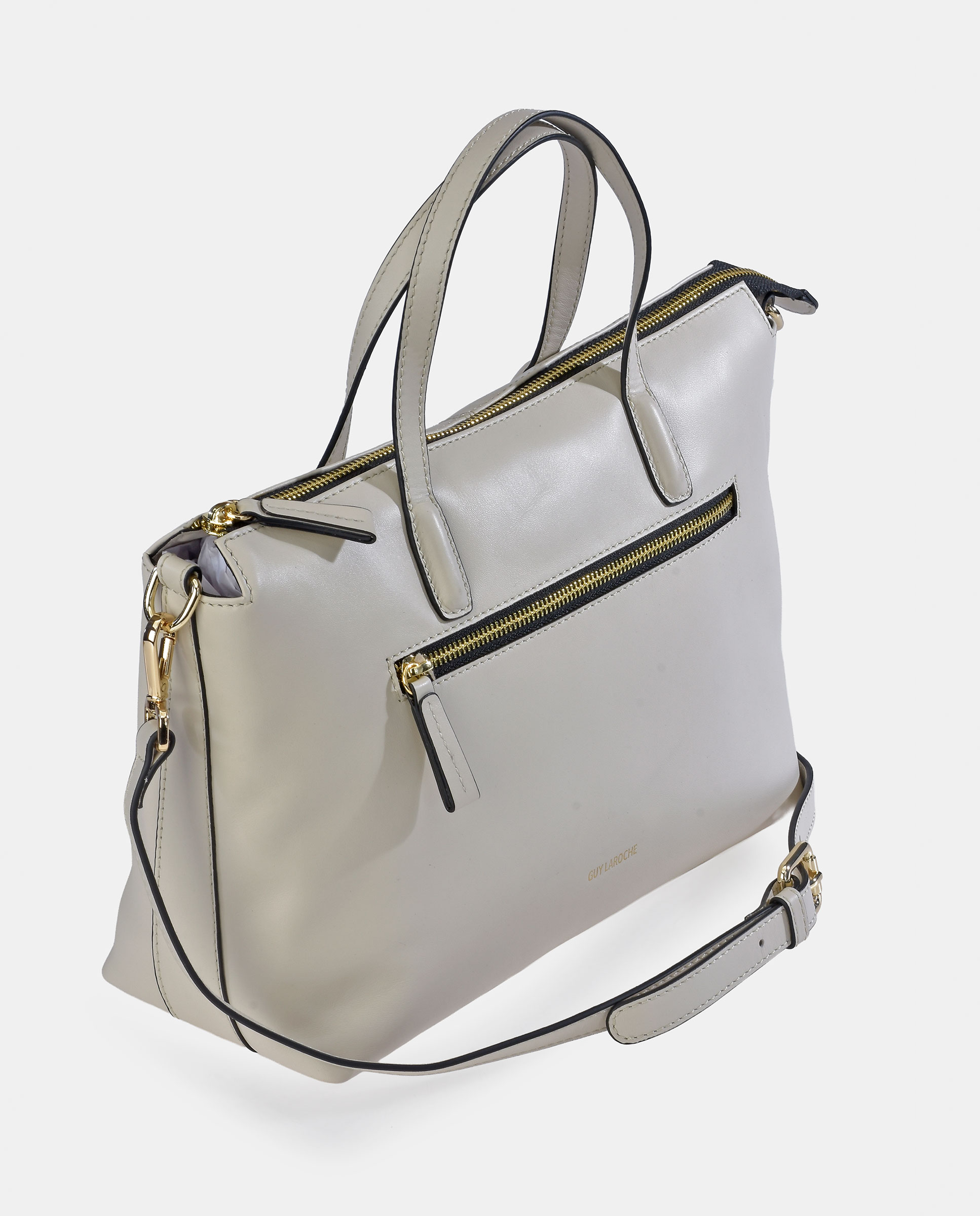 Mala Carryall em Pele com Alça Dupla e Alça de Tiracolo Branco-2