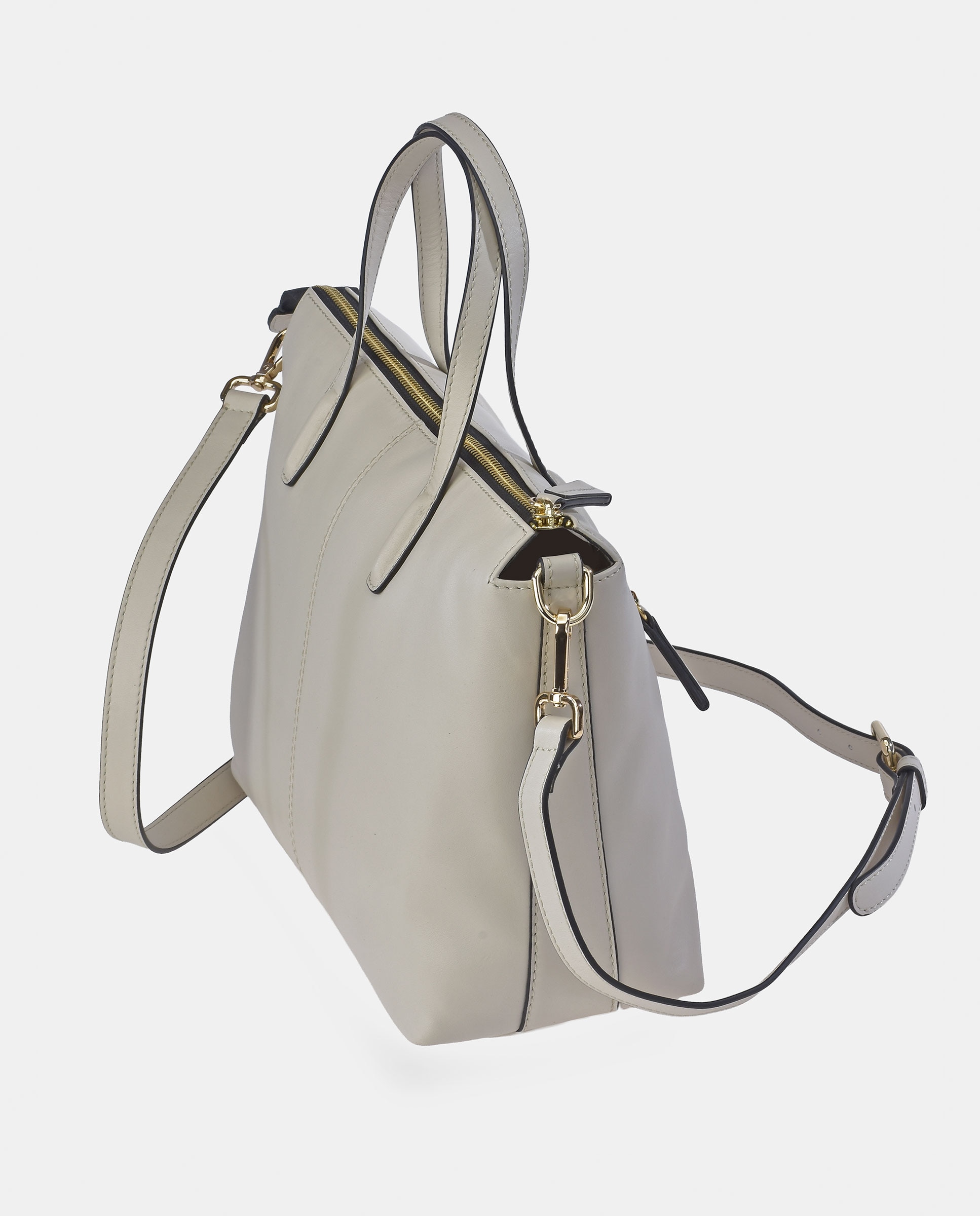 Mala Carryall em Pele com Alça Dupla e Alça de Tiracolo Branco-3