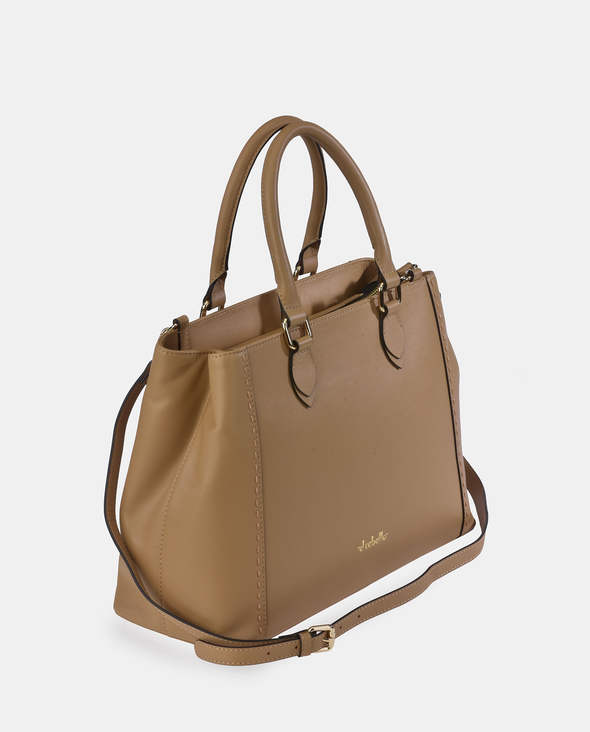 Mala Carryall em Pele Tipo Napa Castanho caramelo-2