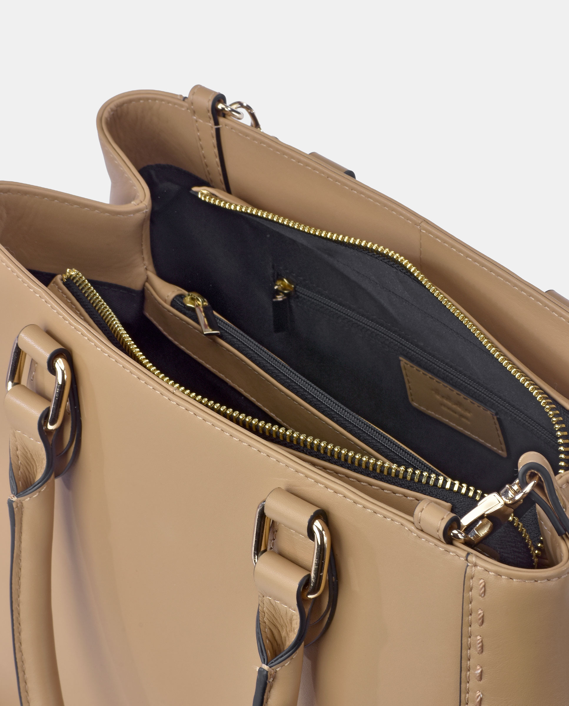 Mala Carryall em Pele Tipo Napa Castanho caramelo-4