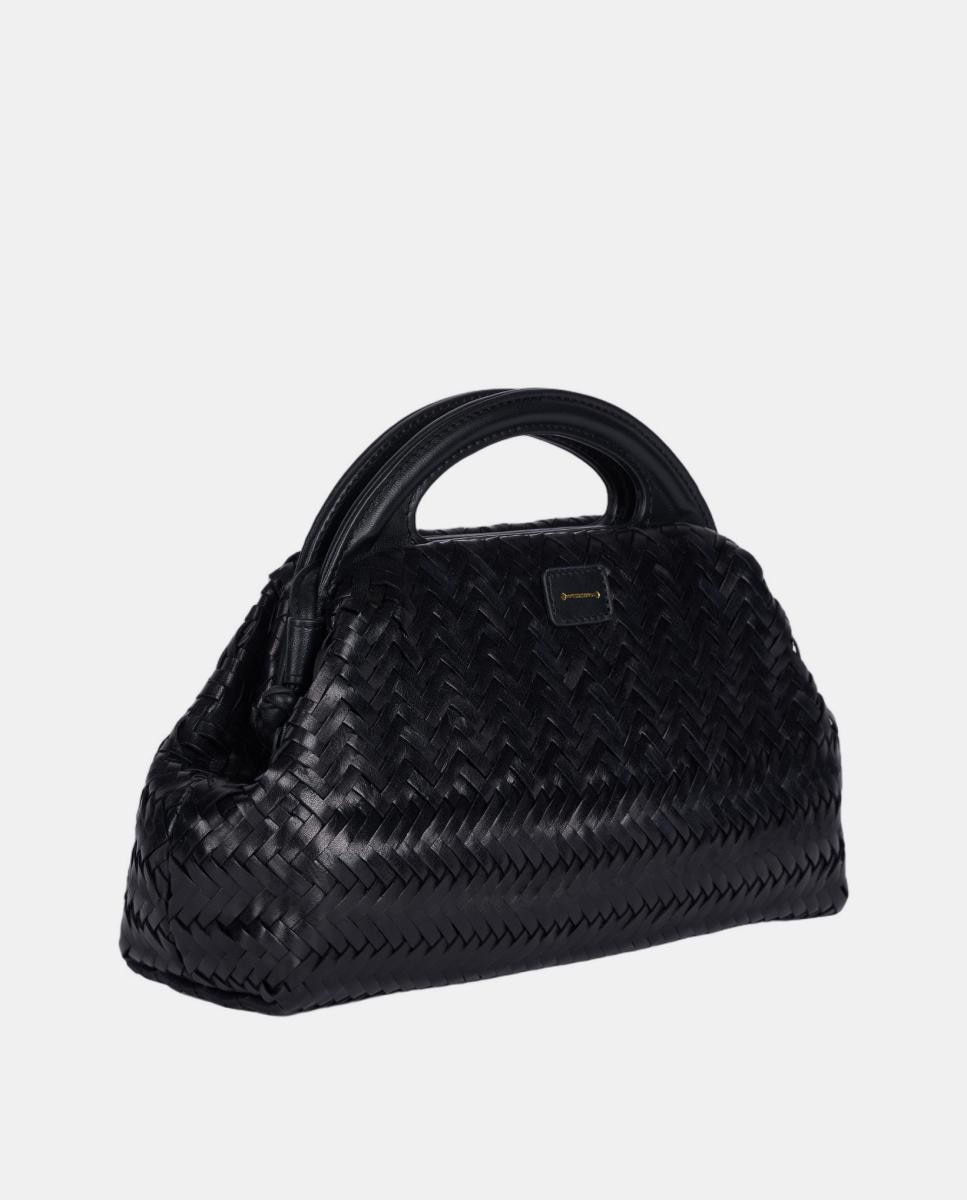 Bolso de mano de piel trenzada modelo Aglae de Anthology Paris - Negro Negro-2