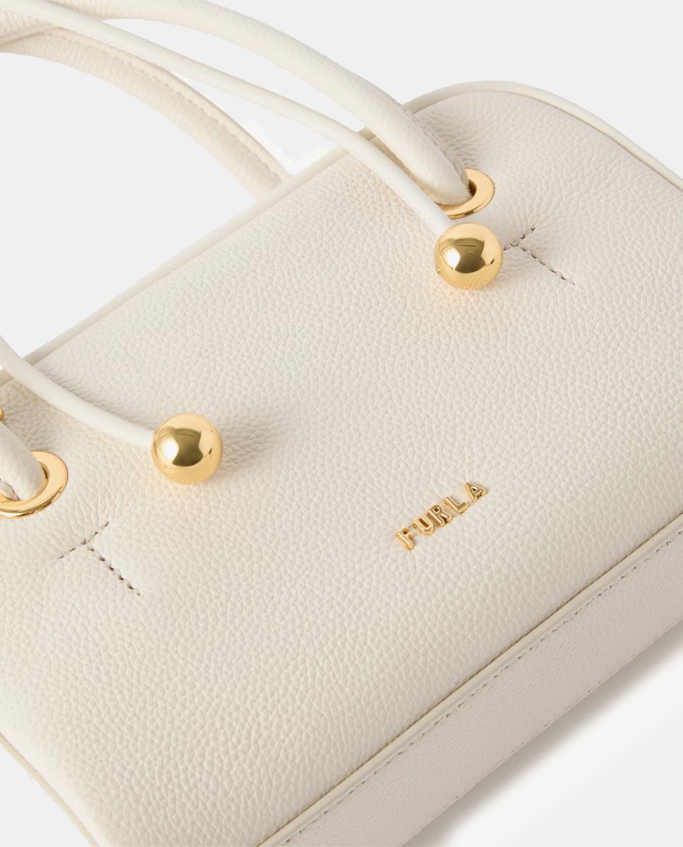 Mala de Mão Poppy Mini Dome em Pele Branco-2