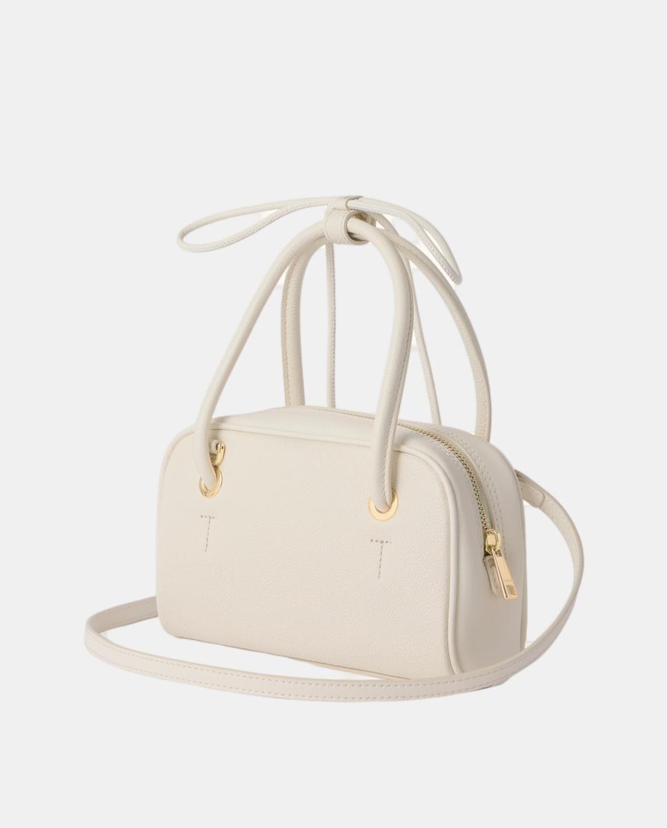 Mala de Mão Poppy Mini Dome em Pele Branco-4