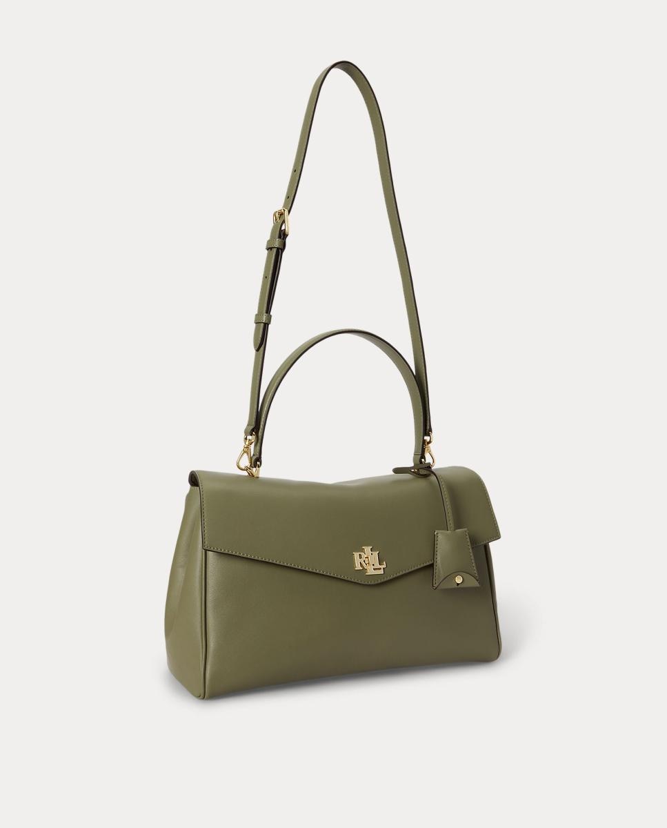 Mala Satchel Farrah Média em Pele Verde pardo-2