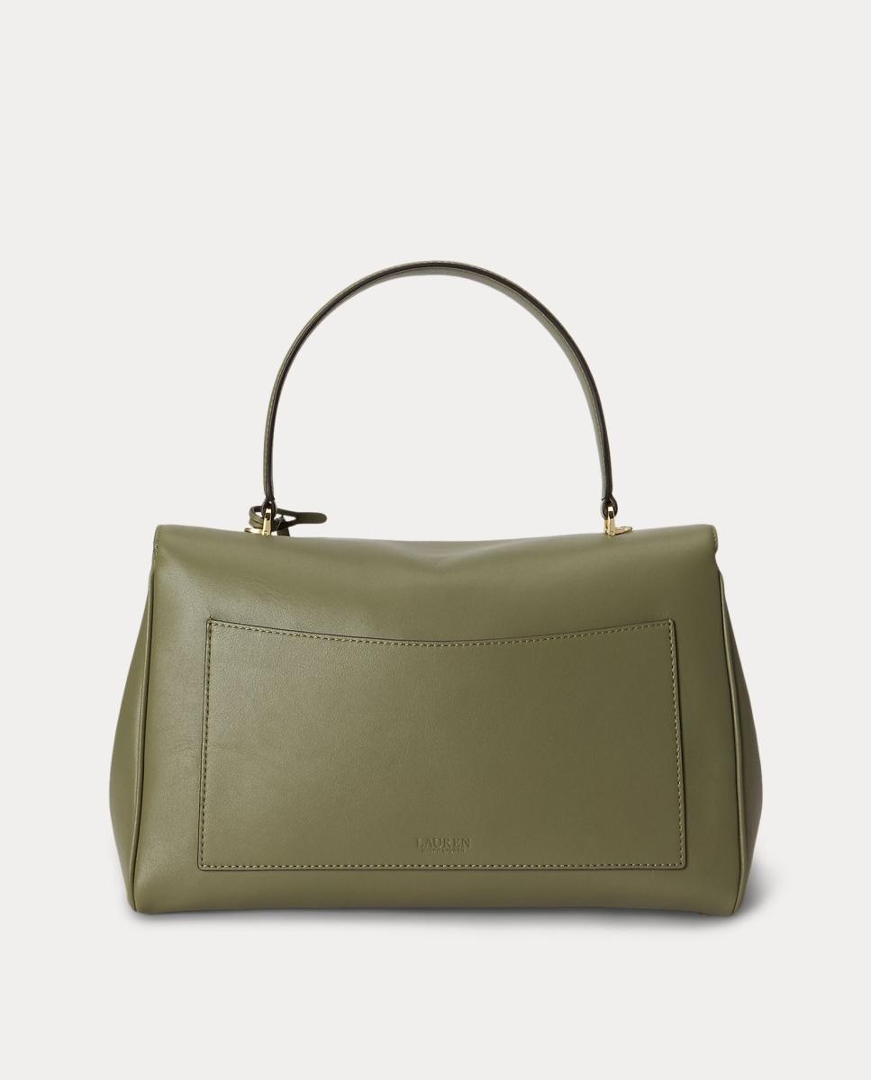 Mala Satchel Farrah Média em Pele Verde pardo-3