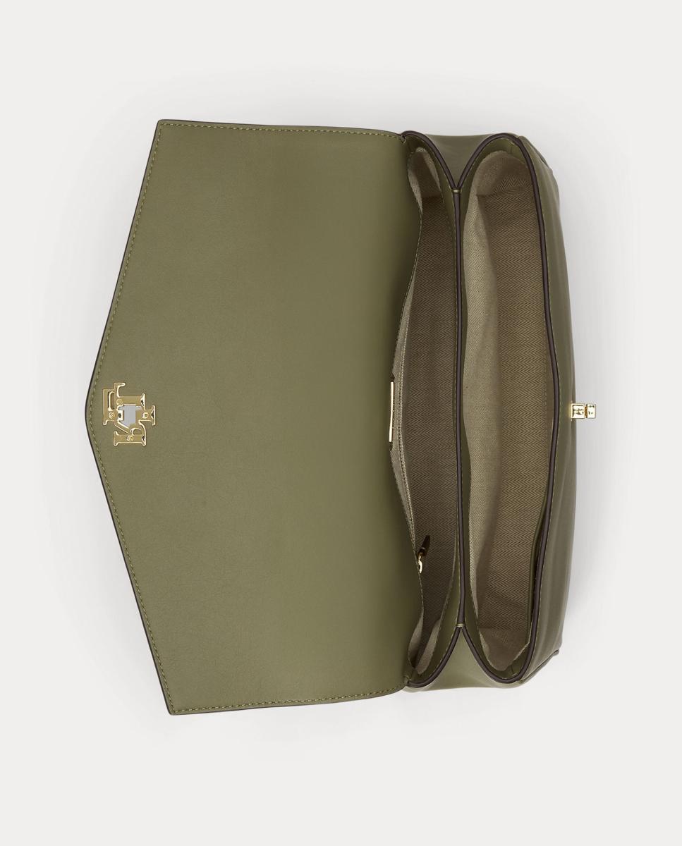 Mala Satchel Farrah Média em Pele Verde pardo-4
