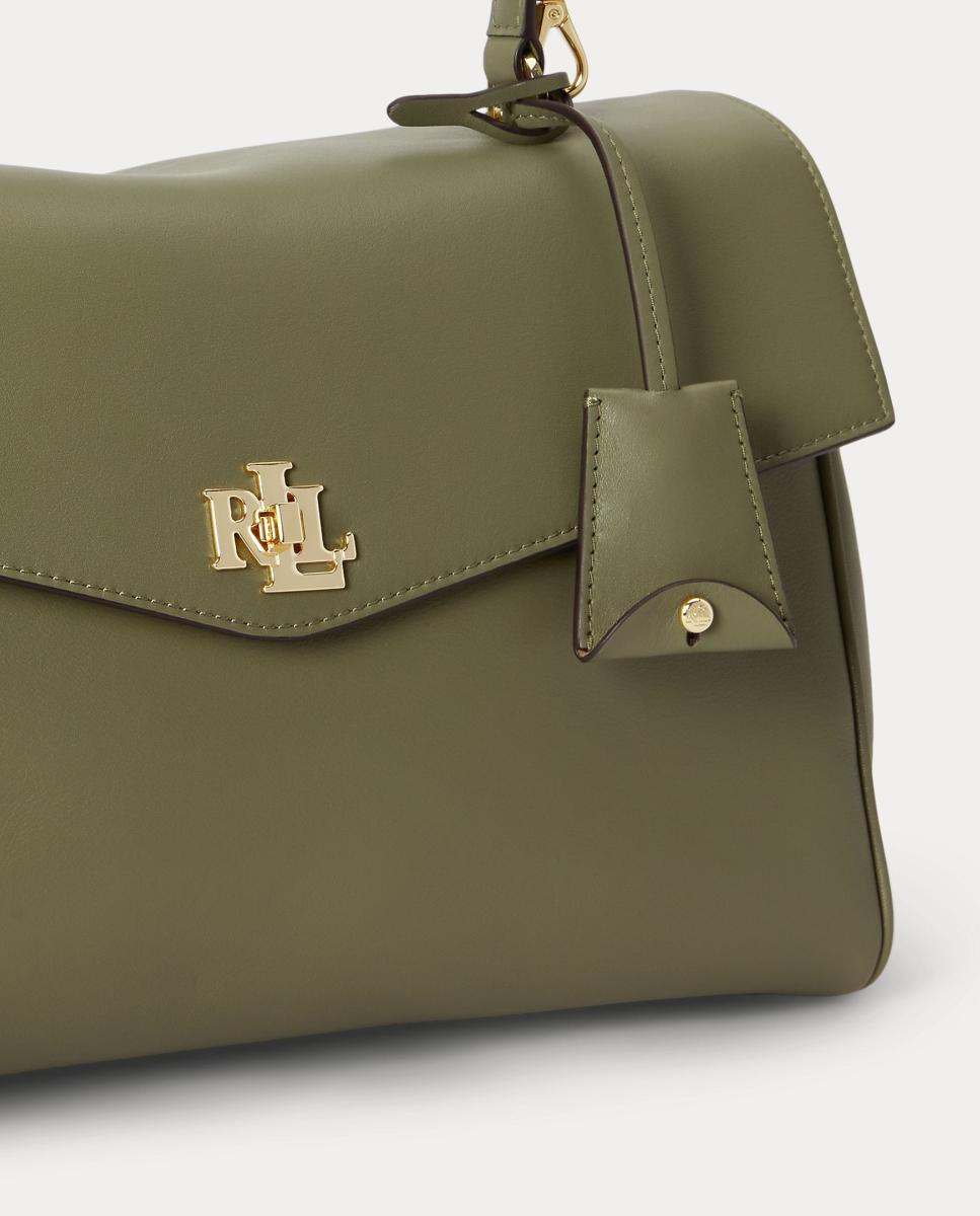 Mala Satchel Farrah Média em Pele Verde pardo-5