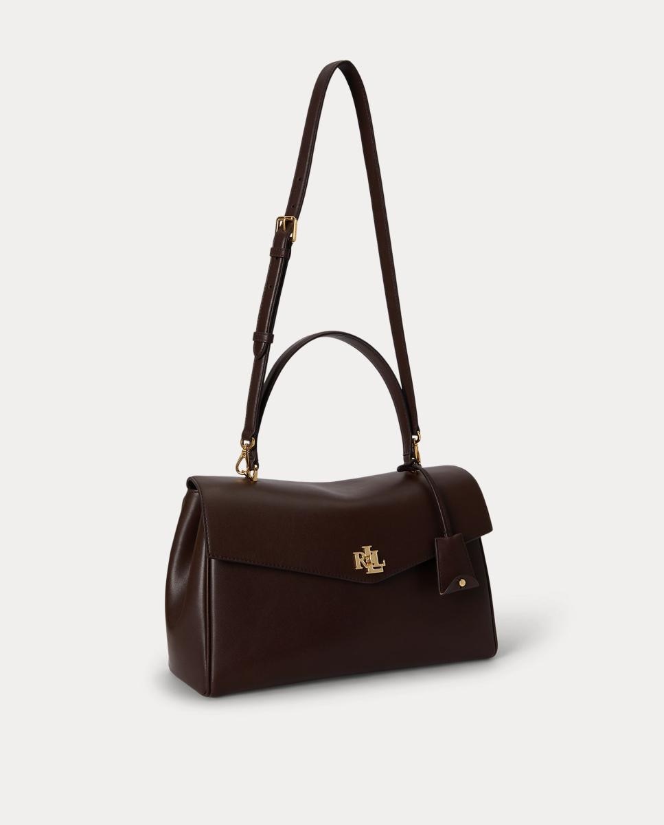 Mala Satchel Farrah Média em Pele Castanho-chocolate-2