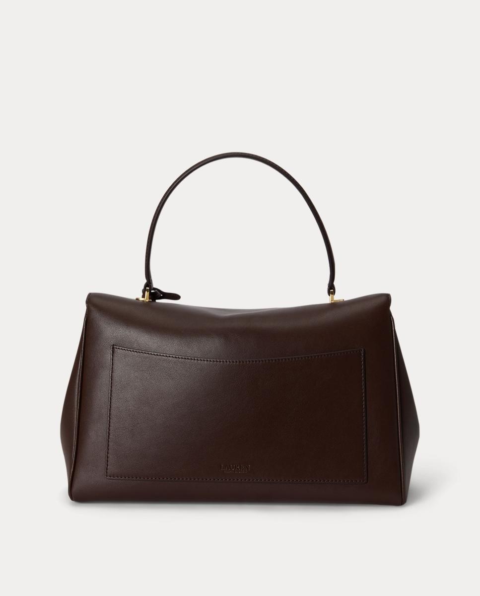Mala Satchel Farrah Média em Pele Castanho-chocolate-3