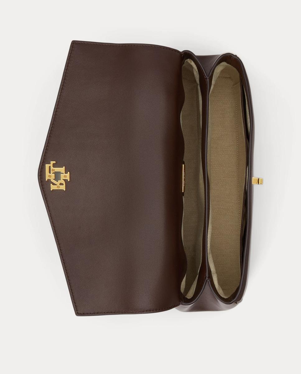 Mala Satchel Farrah Média em Pele Castanho-chocolate-4