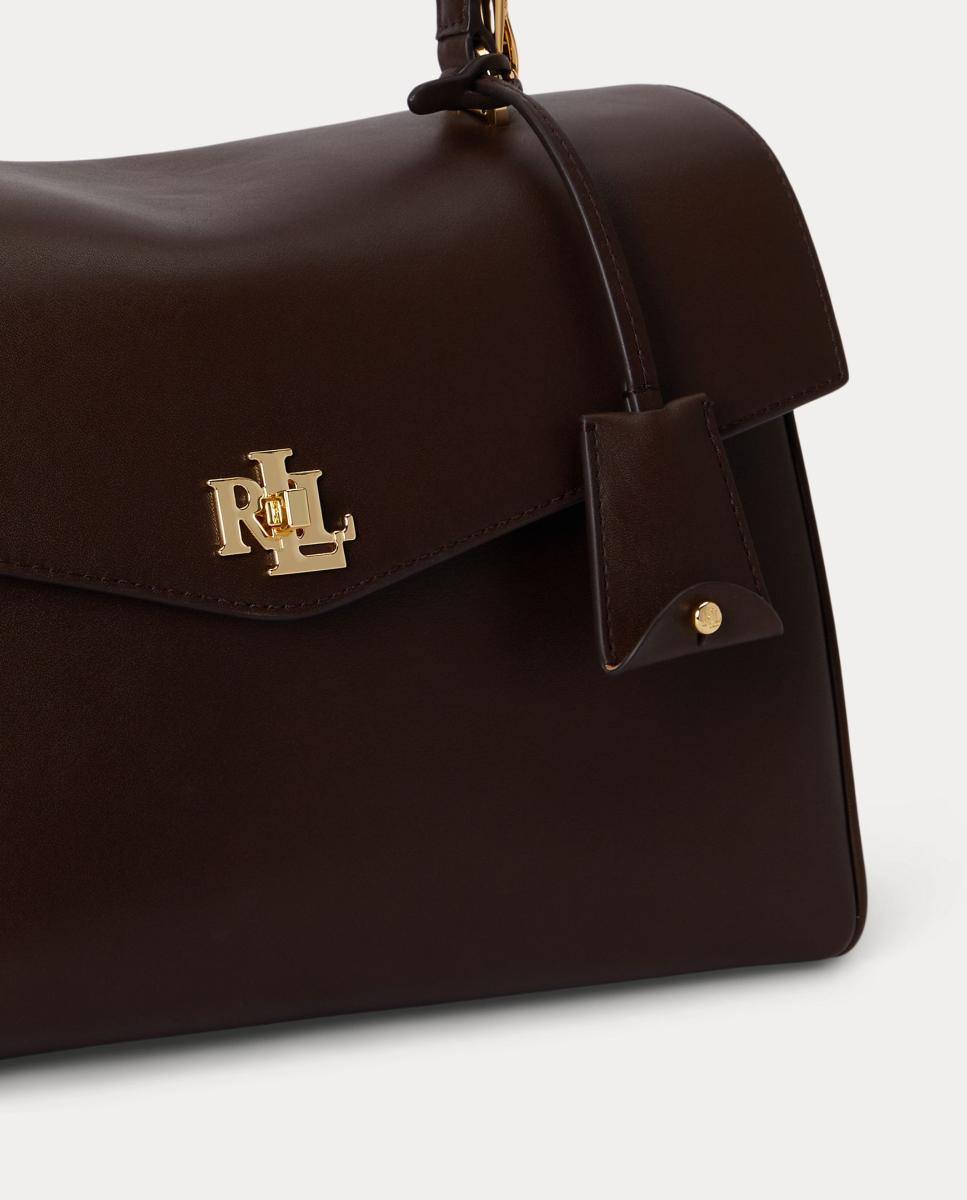 Mala Satchel Farrah Média em Pele Castanho-chocolate-5