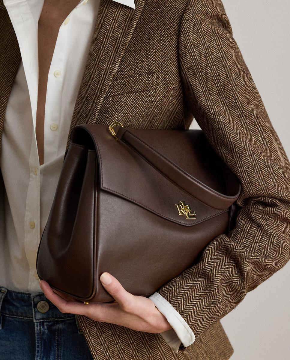 Mala Satchel Farrah Média em Pele Castanho-chocolate-6