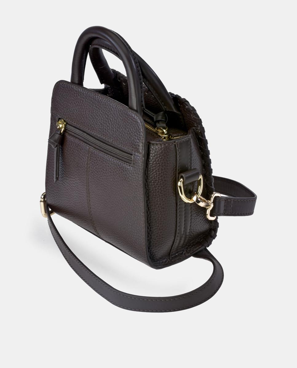 Mini-bolsa de Mão em Pele Castanho-3