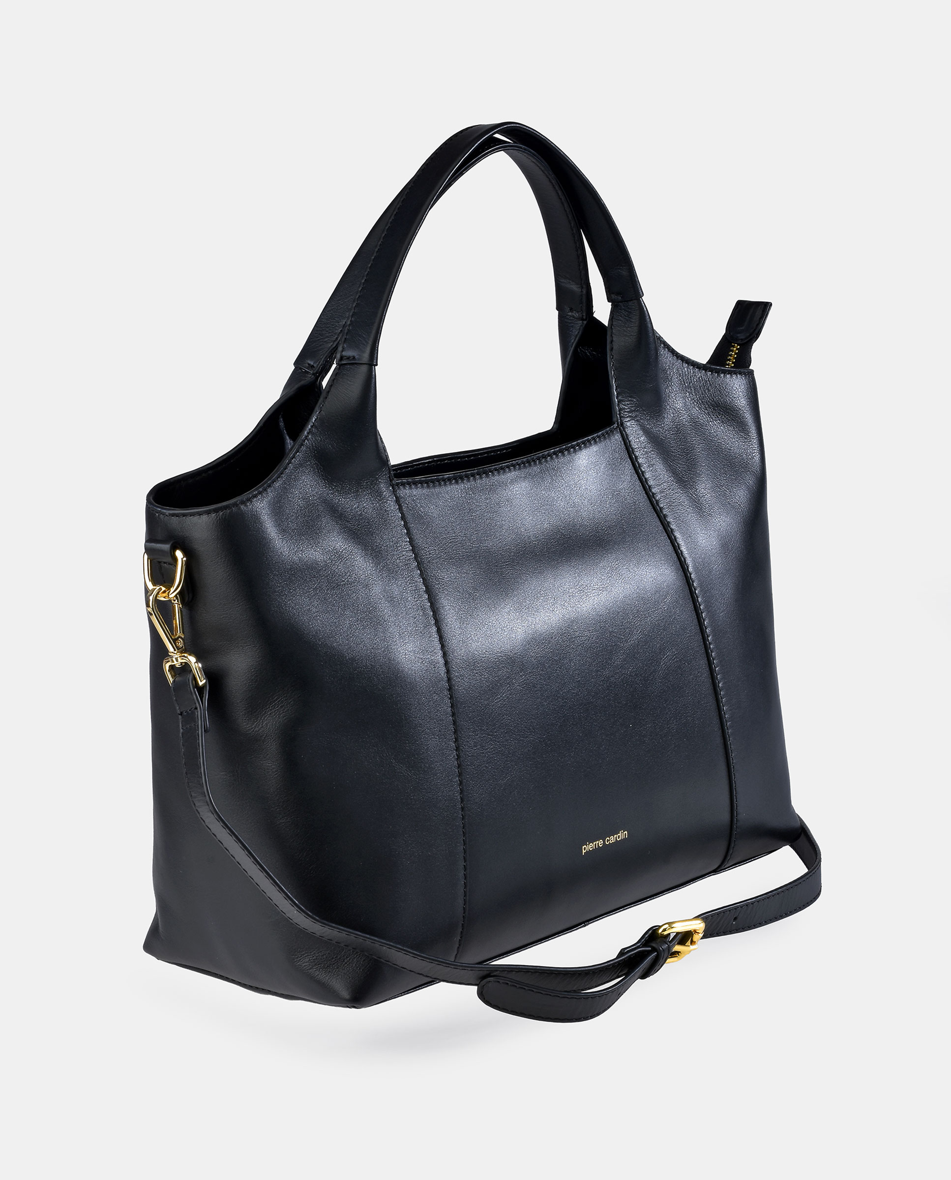 Mala Carryall Grande em Pele com Alça Dupla Preto-2