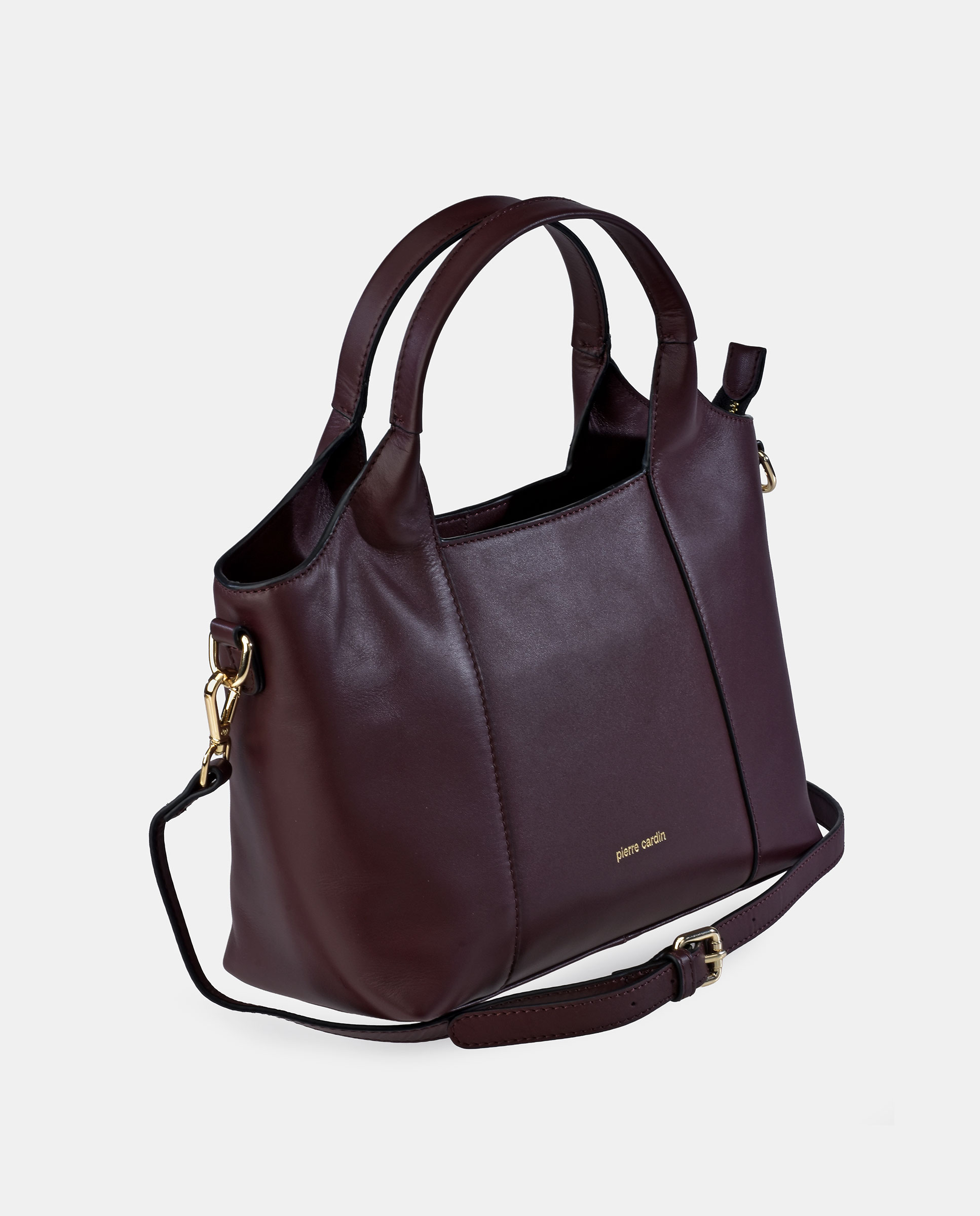 Bolso carryall Pierre Cardin en piel con doble asa - Rojo oscuro Rojo oscuro-2