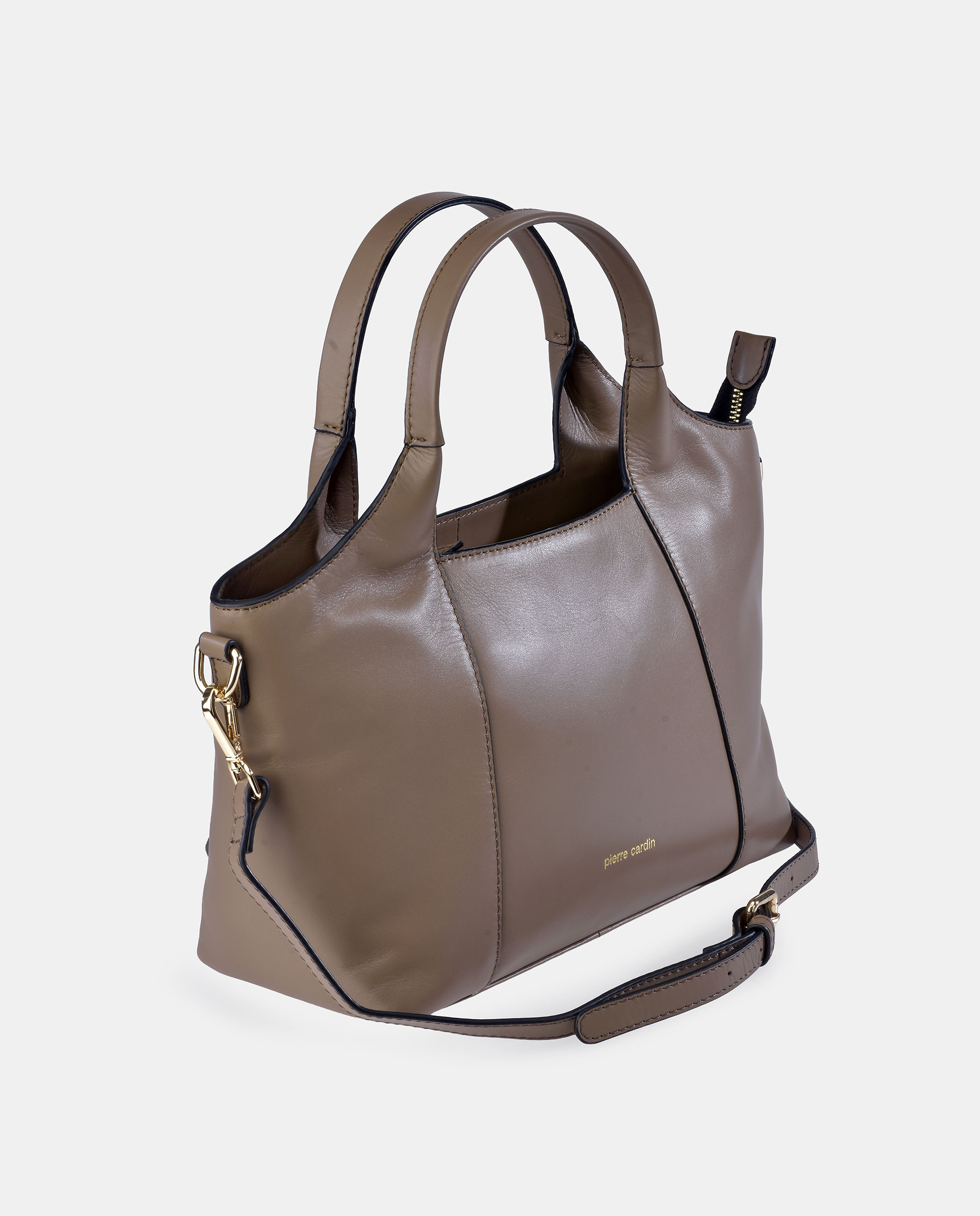 Bolso carryall Pierre Cardin en piel con doble asa - Marrón topo Marrón topo-2