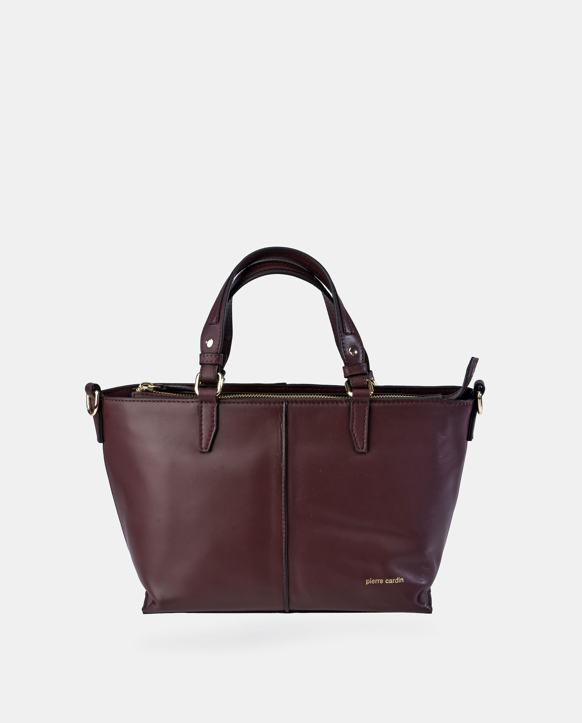 Bolso carryall Pierre Cardin en piel con doble asa de mano - Rojo oscuro Rojo oscuro-1