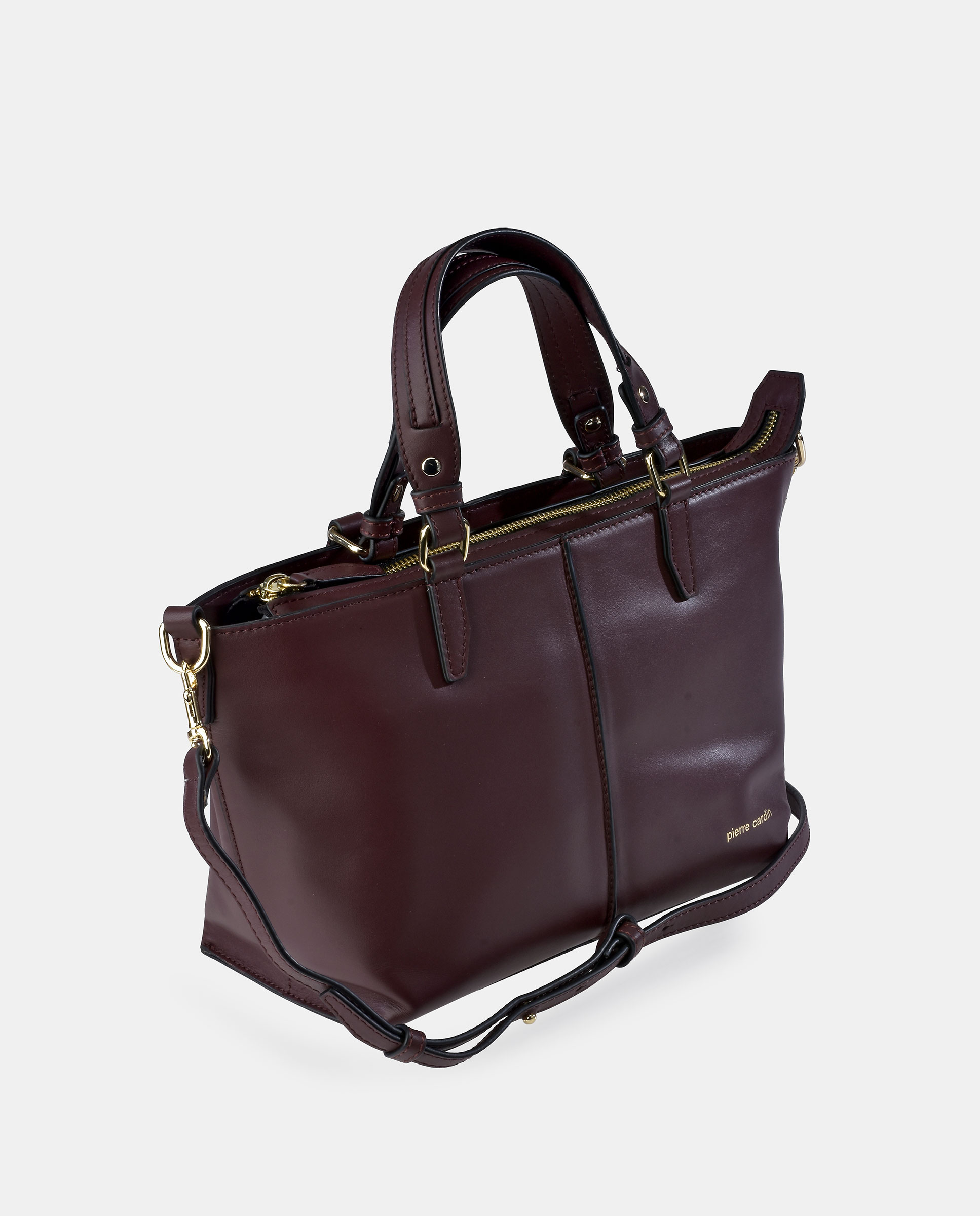 Bolso carryall Pierre Cardin en piel con doble asa de mano - Rojo oscuro Rojo oscuro-2