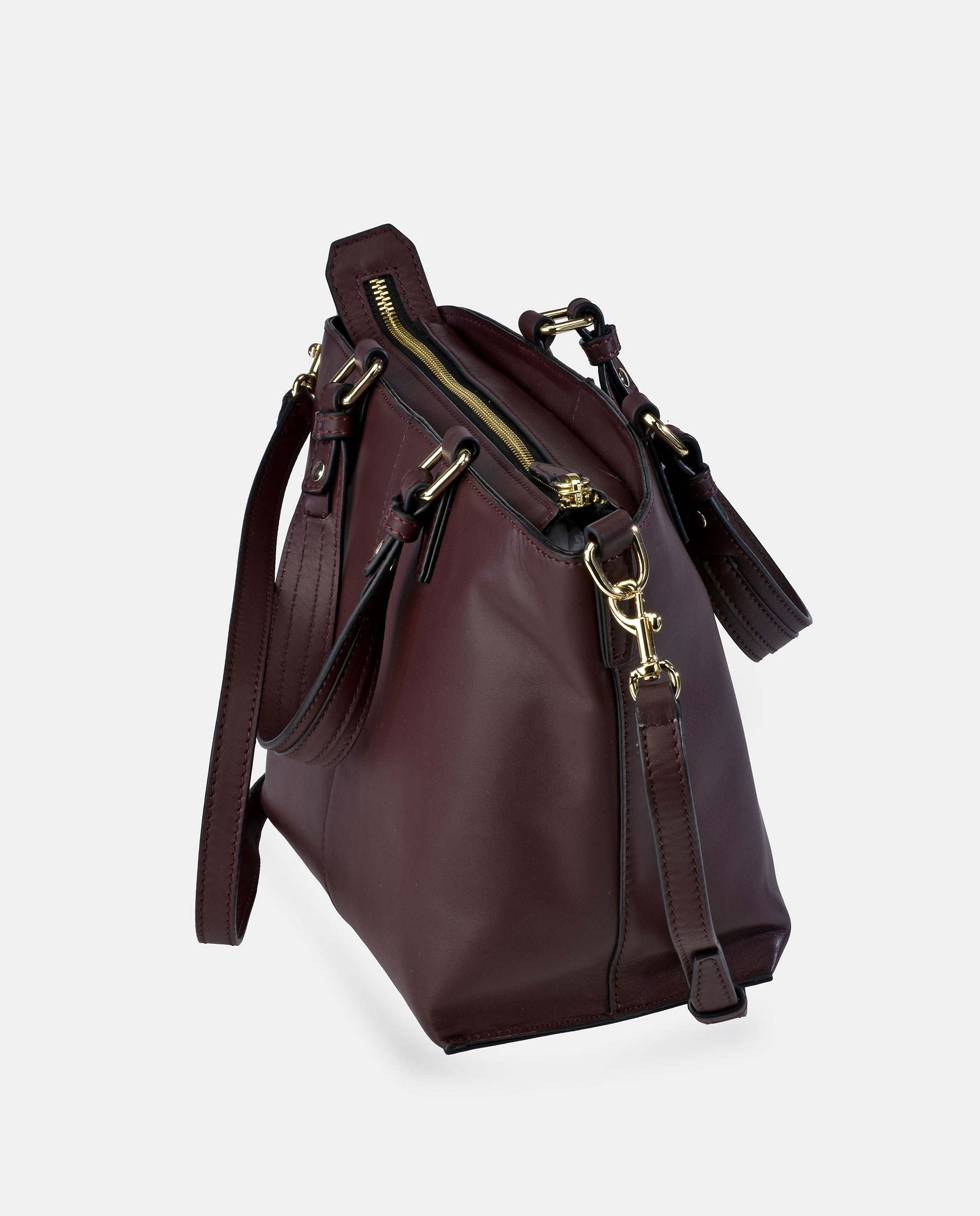 Bolso carryall Pierre Cardin en piel con doble asa de mano - Rojo oscuro Rojo oscuro-3