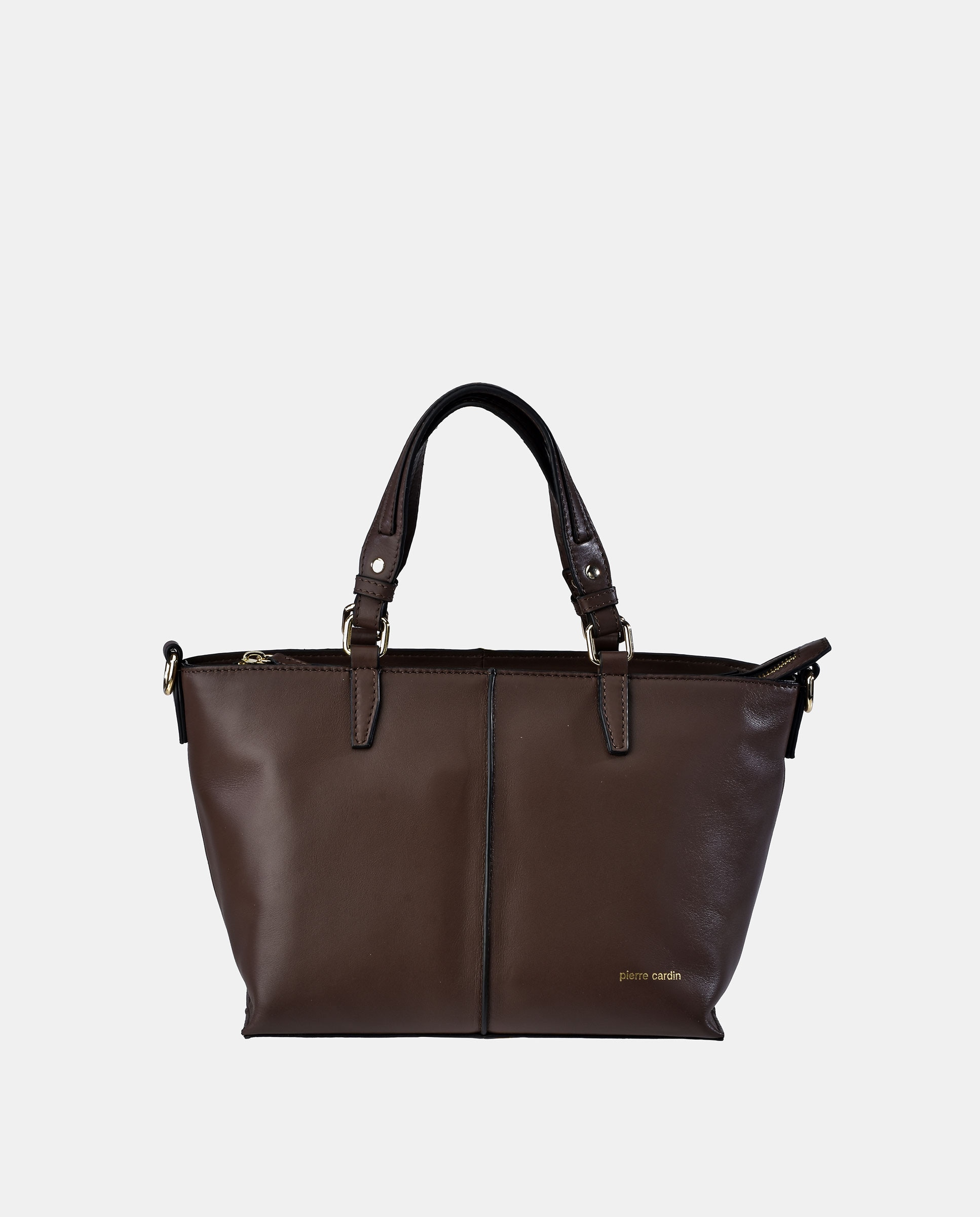 Imagen 0 de Bolso carryall Pierre Cardin en piel con doble asa de mano Marrón chocolate