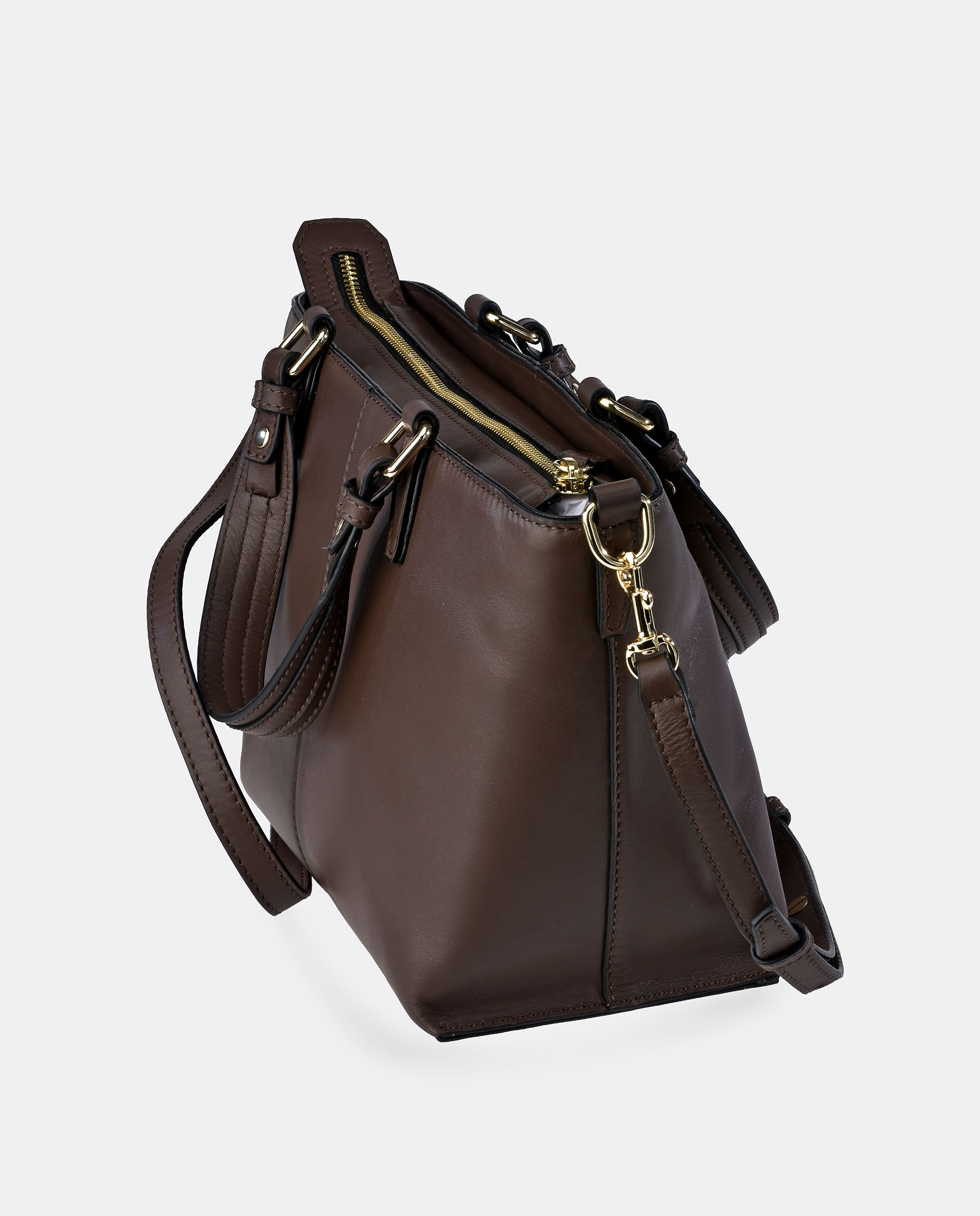 Bolso carryall Pierre Cardin en piel con doble asa de mano - Marrón chocolate Marrón chocolate-3