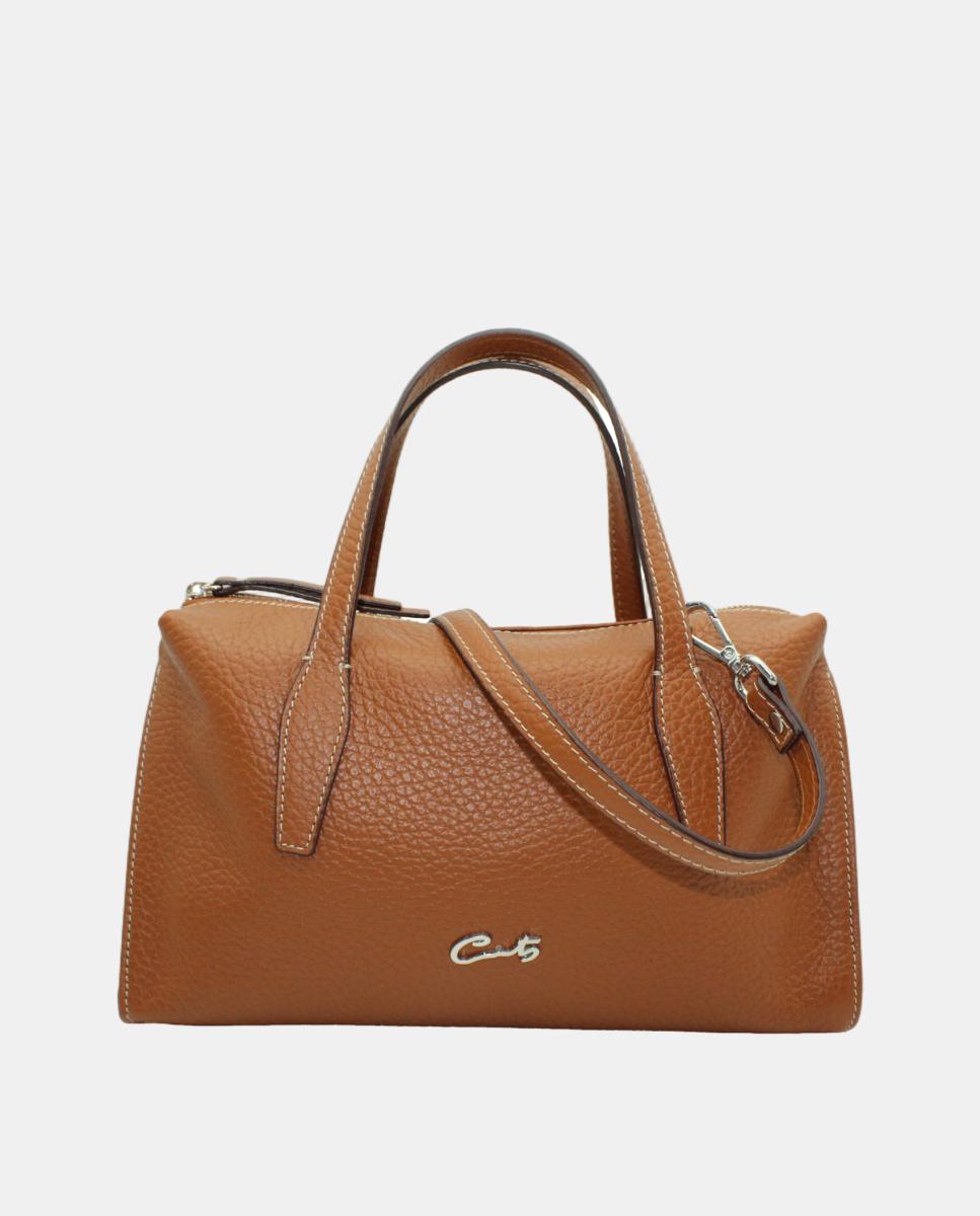Imagen 1 de Bolso bowling grano gordo piel new con bandolera - Cats - Marrón caramelo Marrón caramelo