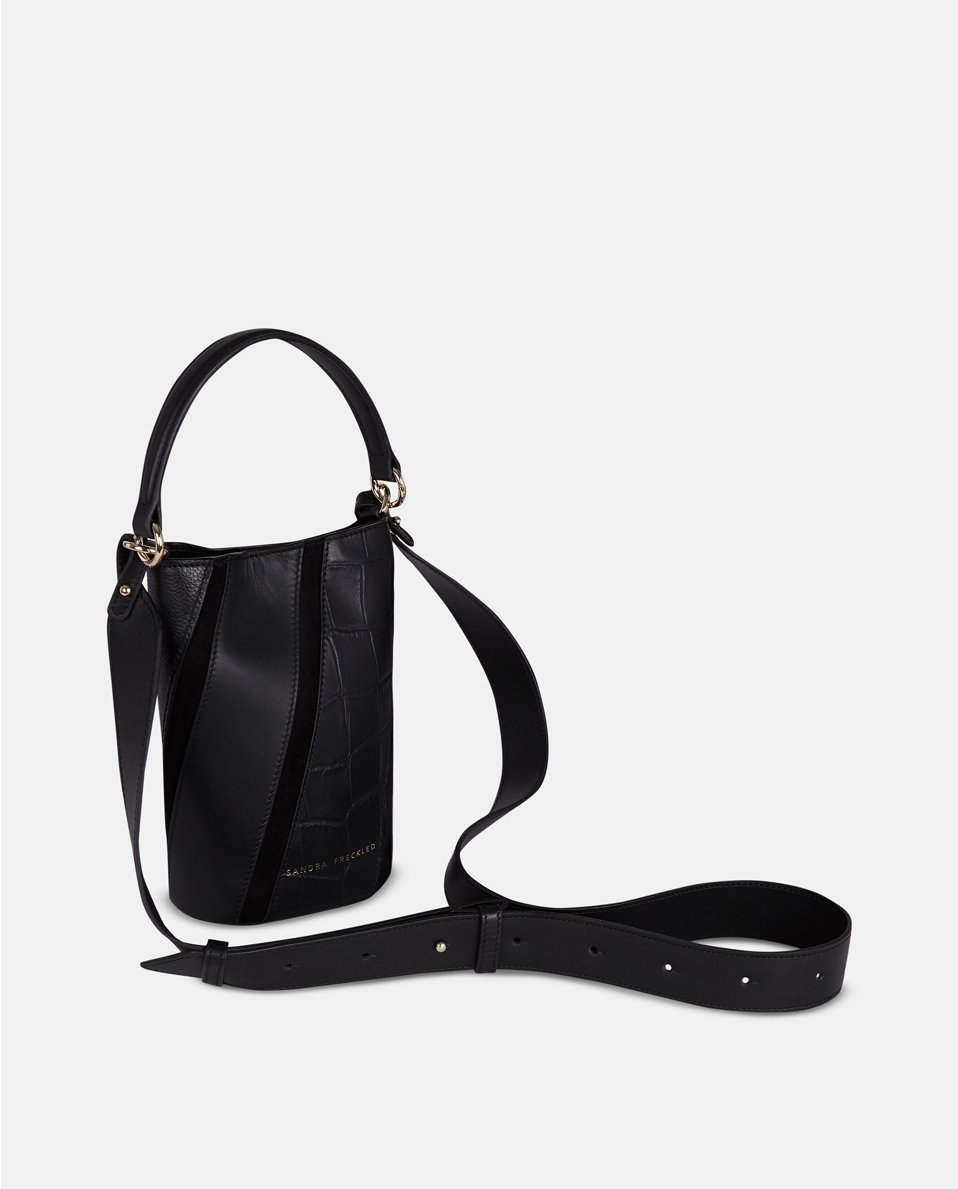 Bolso de mano en piel grabada con bandolera - Sandra Freckled - Negro Negro-2