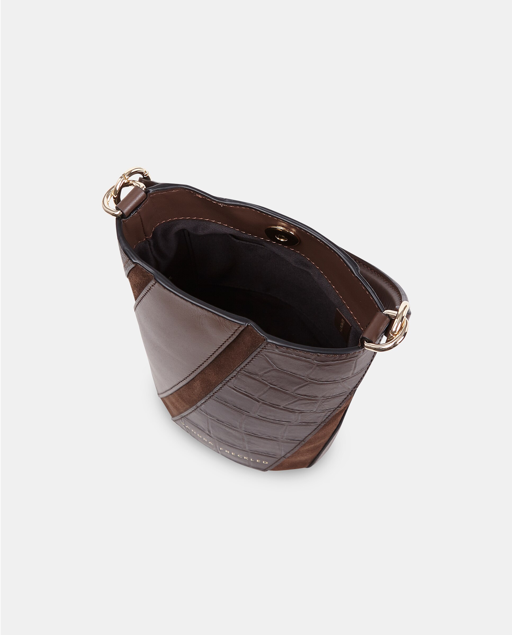 Bolso de mano en piel grabada con bandolera - Sandra Freckled - Marrón chocolate Marrón chocolate-3
