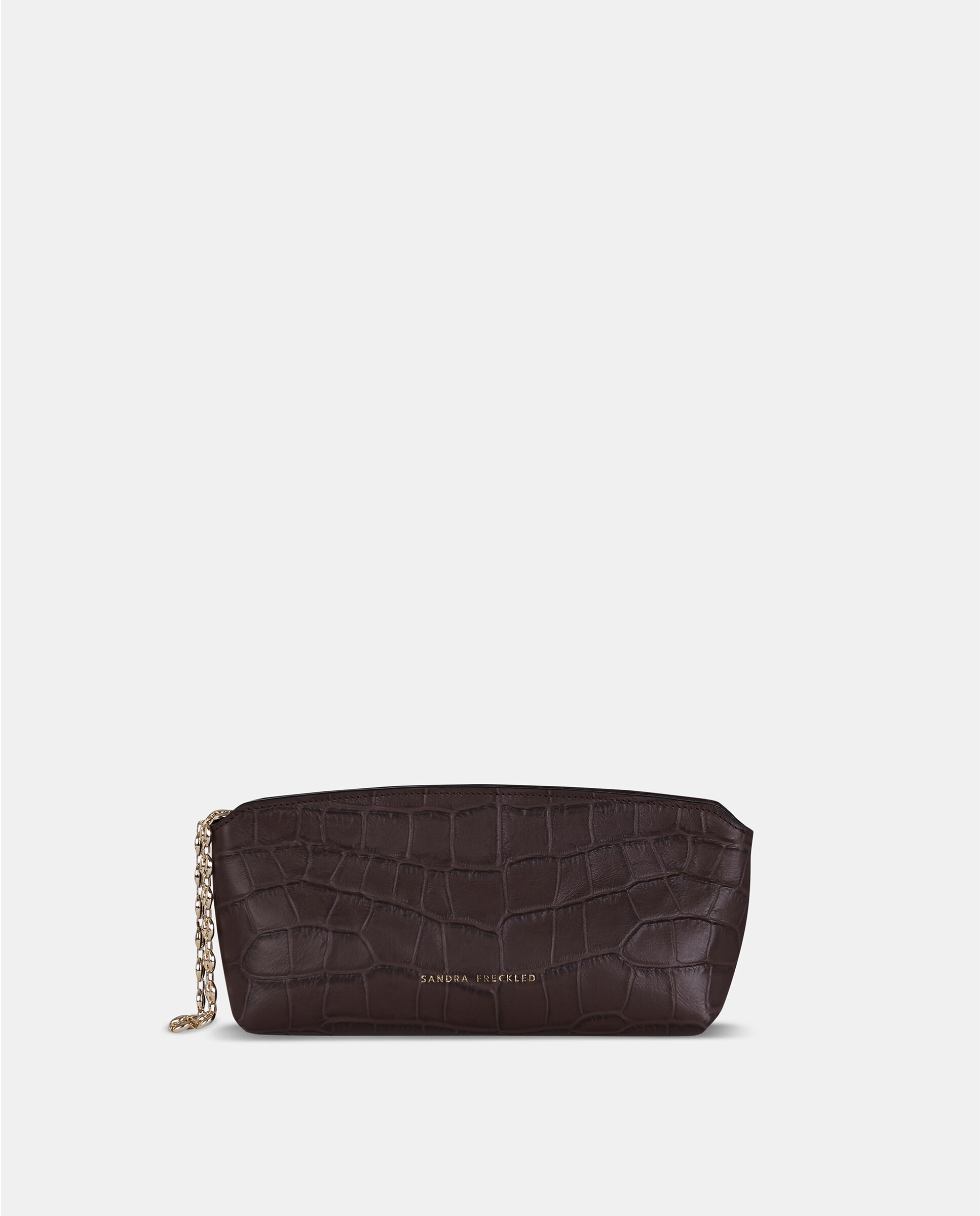 Bolso de mano en piel grabada con asa desmontable - Sandra Freckled - Marrón chocolate Marrón chocolate-1