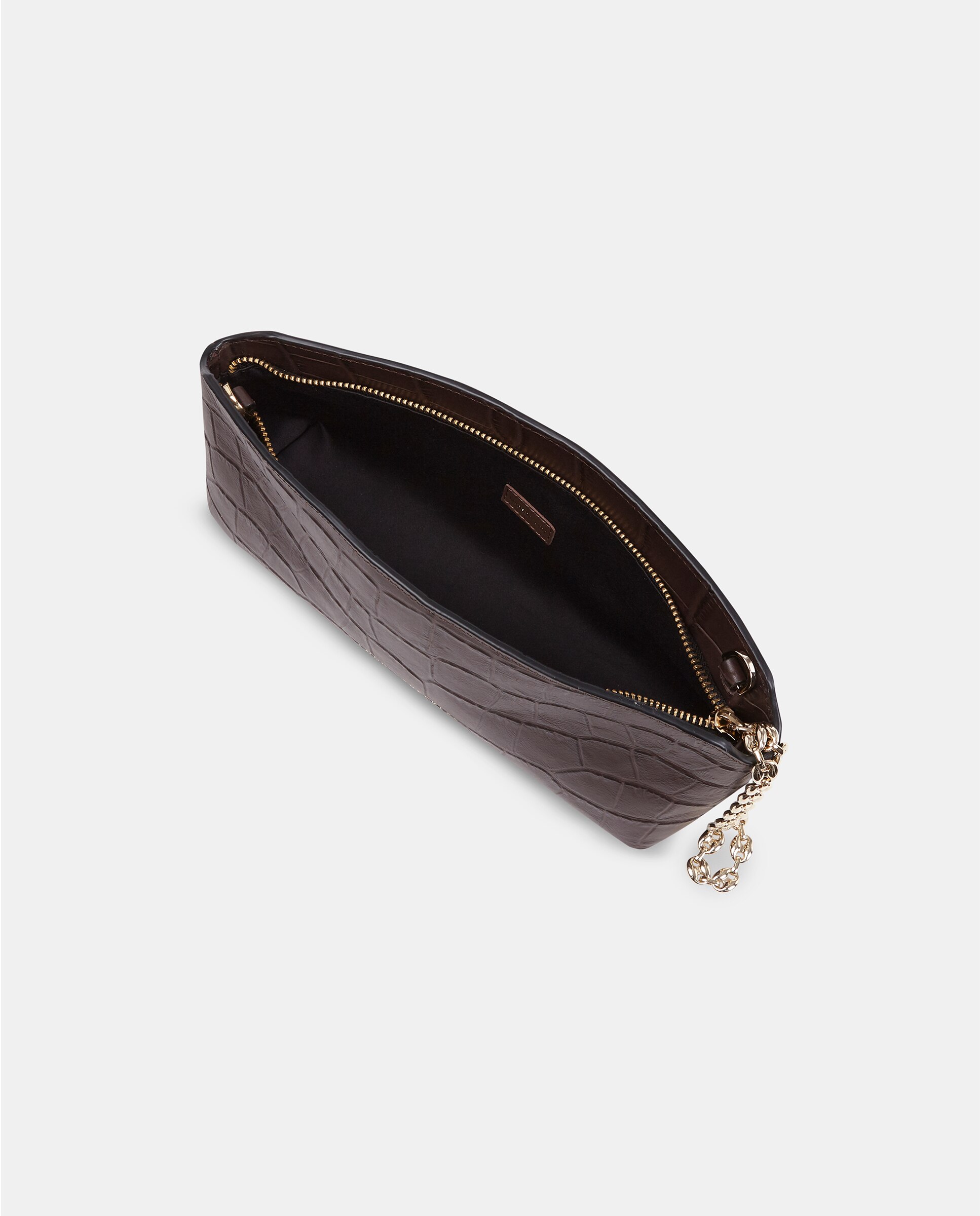 Bolso de mano en piel grabada con asa desmontable - Sandra Freckled - Marrón chocolate Marrón chocolate-3