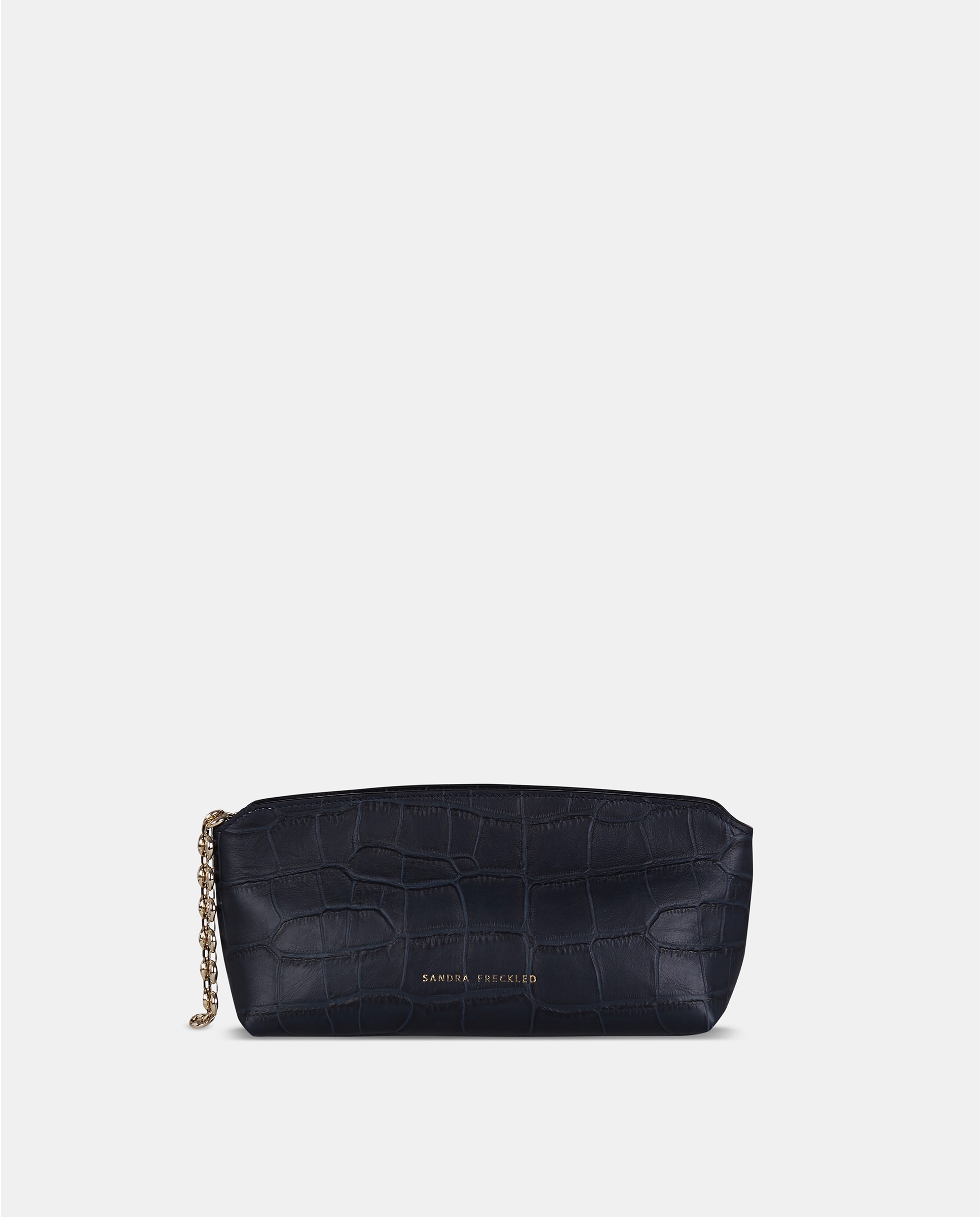Imagen 0 de Bolso de mano en piel grabada con asa desmontable Azul oscuro