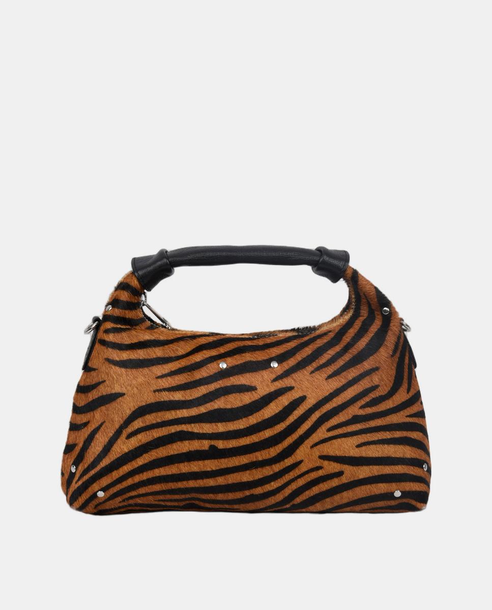 Mala de Mão Estampada com Tira para Cruzar Modelo Dandy Castanho-escuro-1