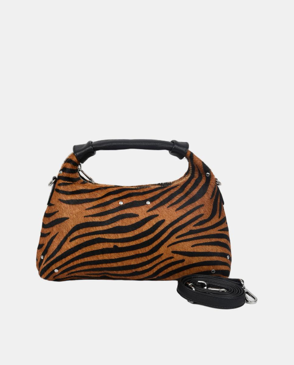 Mala de Mão Estampada com Tira para Cruzar Modelo Dandy Castanho-escuro-3