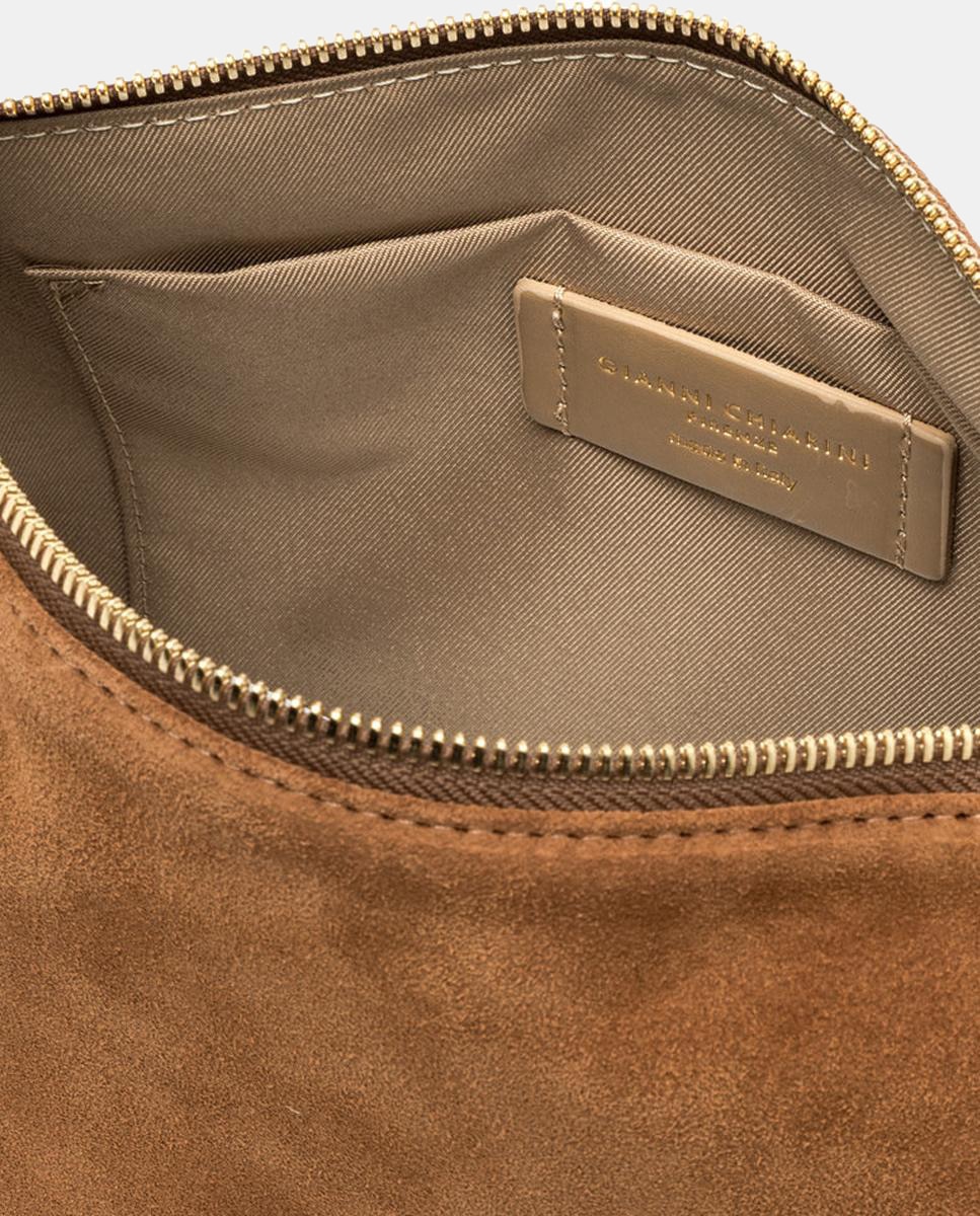 Bolso de mano modelo Nora en piel de ante con correa extraíble. - Gianni Chiarini - Marrón Marrón-3