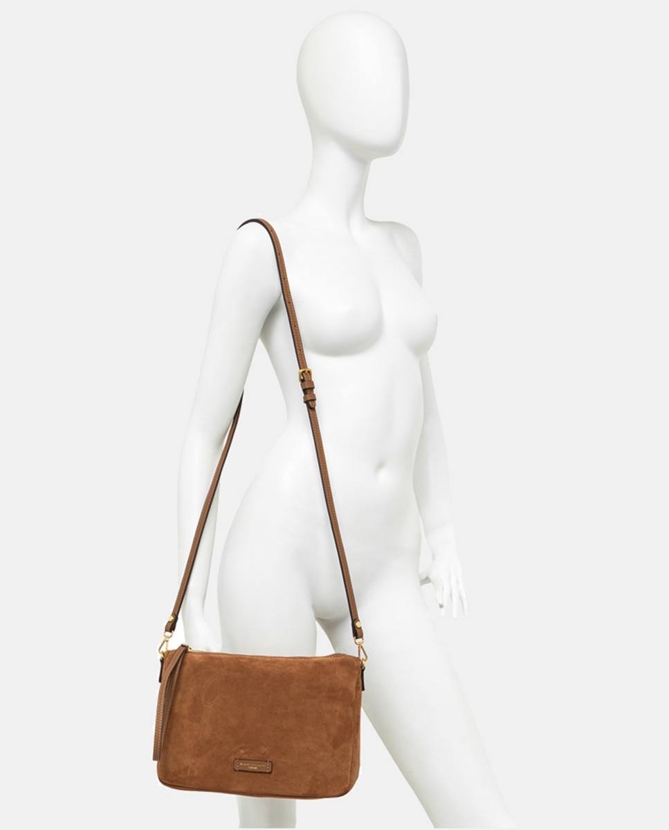Bolso de mano modelo Nora en piel de ante con correa extraíble. - Gianni Chiarini - Marrón Marrón-7