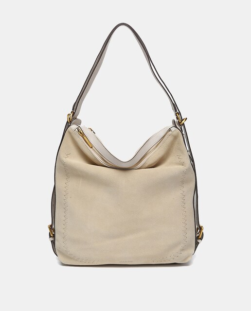 Imagen 0 de Bolso - mochila Oceans Diary en serraje beige