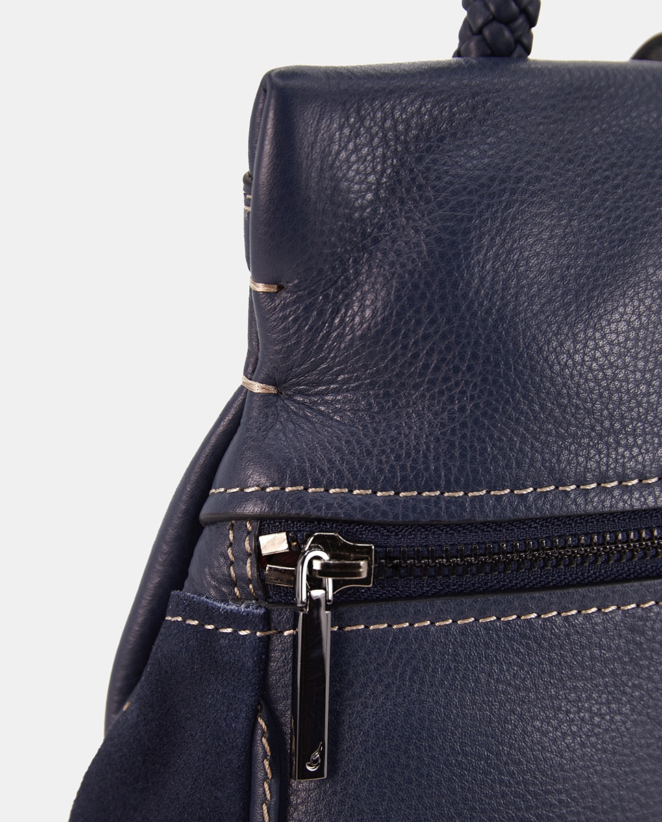 Mochila Freedom em Pele Azul-5
