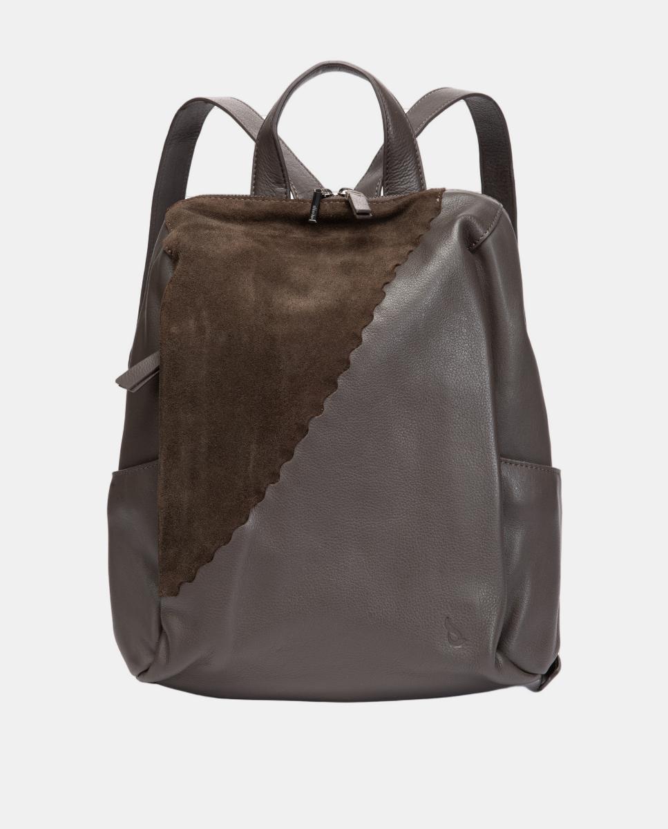 Mochila Freedom em Pele e Croute Cinzento-1