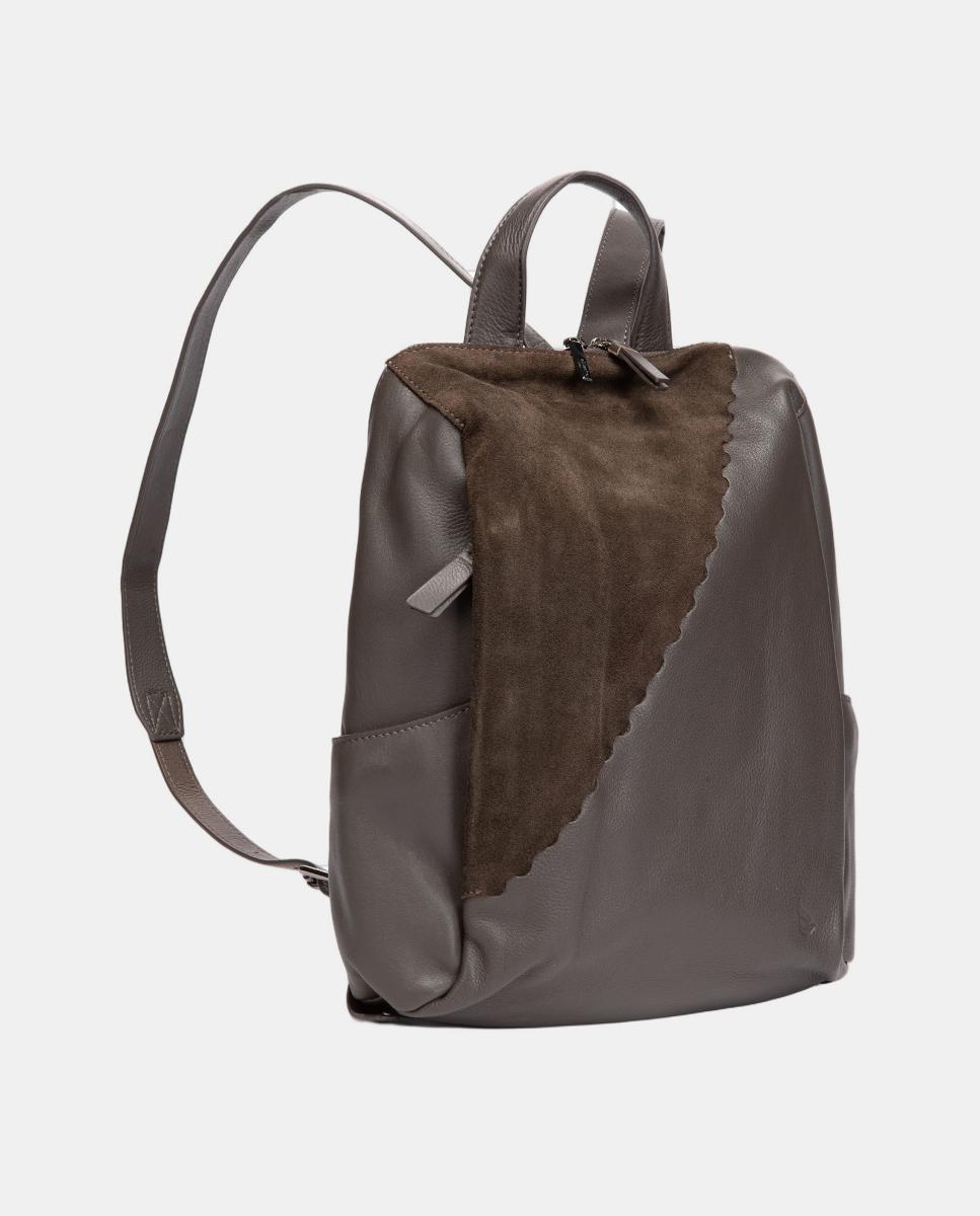 Mochila Freedom em Pele e Croute Cinzento-2