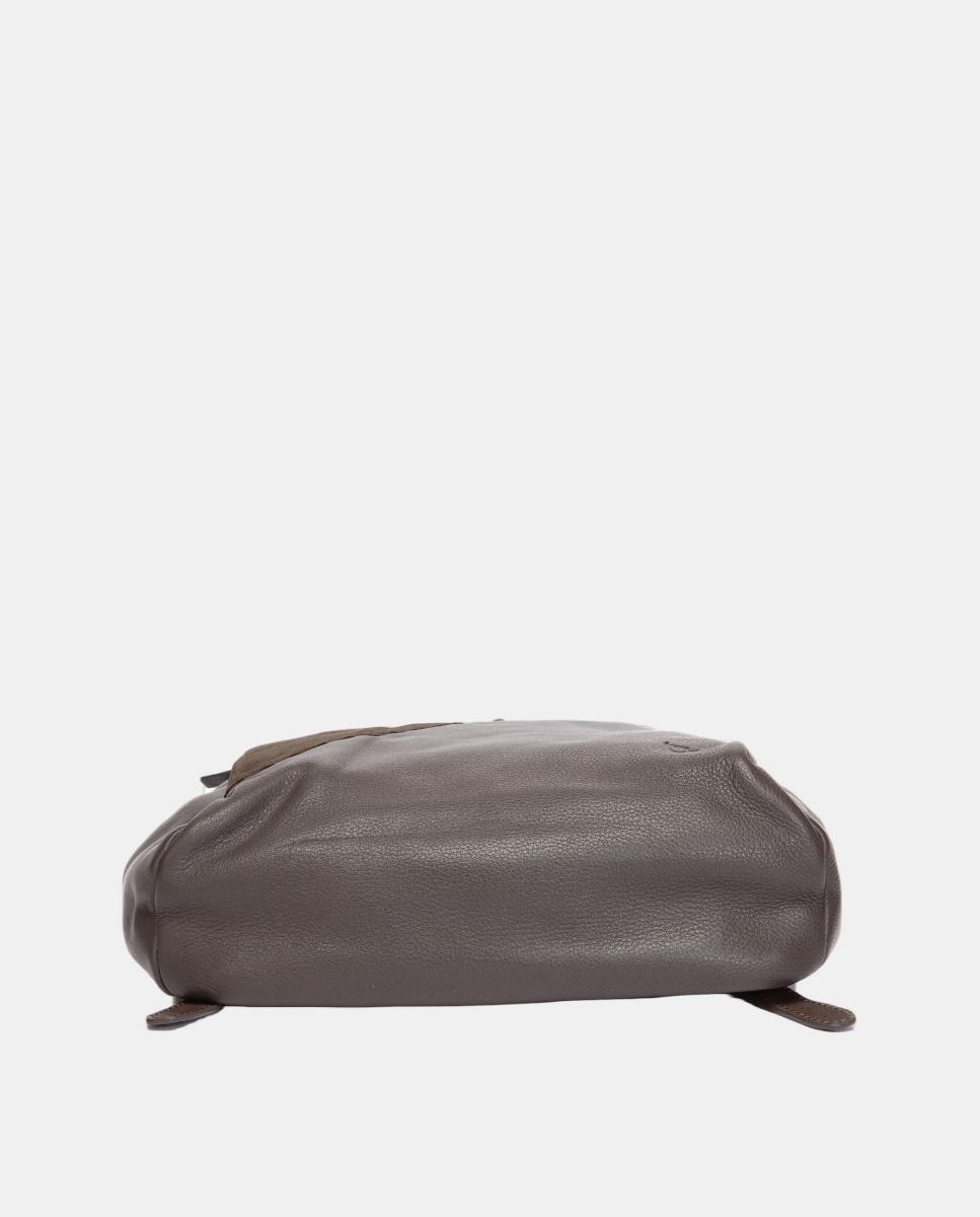 Mochila Freedom em Pele e Croute Cinzento-3