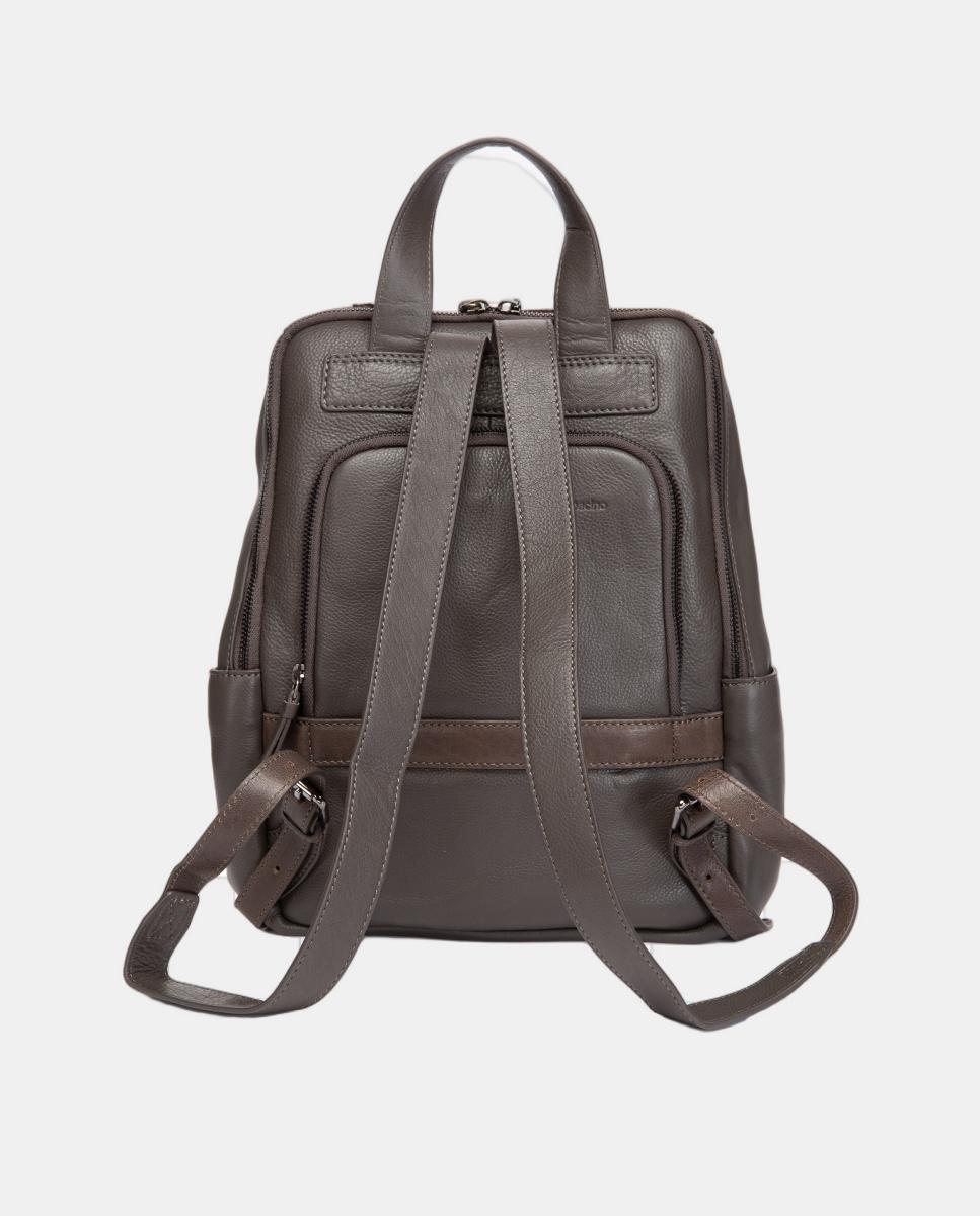 Mochila Freedom em Pele e Croute Cinzento-4