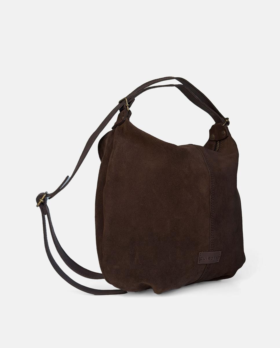 Mala Tipo Mochila em Pele Castanho-escuro-2