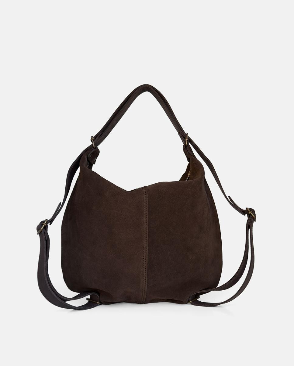 Mala Tipo Mochila em Pele Castanho-escuro-3