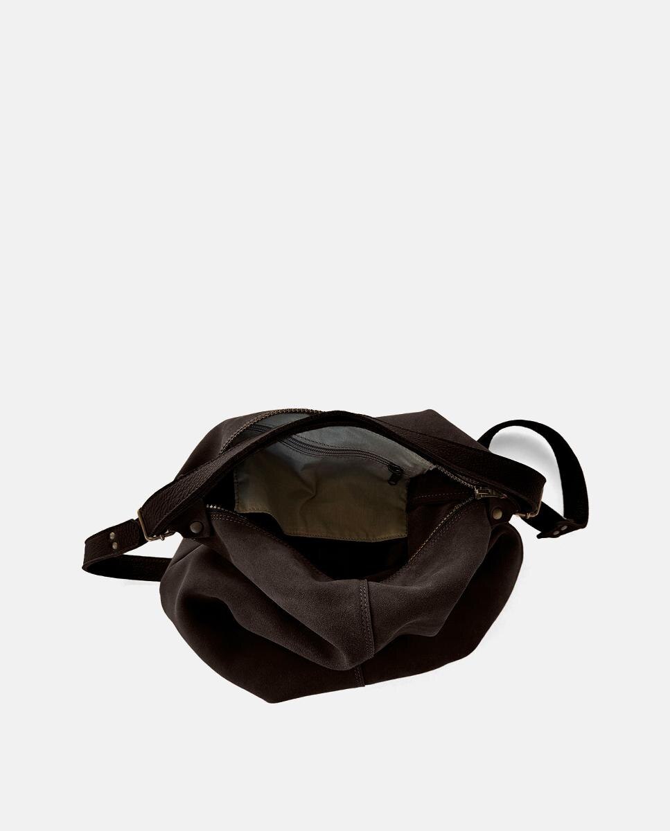 Mala Tipo Mochila em Pele Castanho-escuro-4