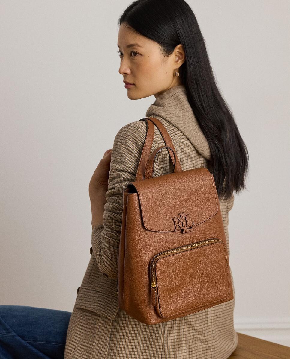 Mochila Cameryn Média em Pele Camel-7