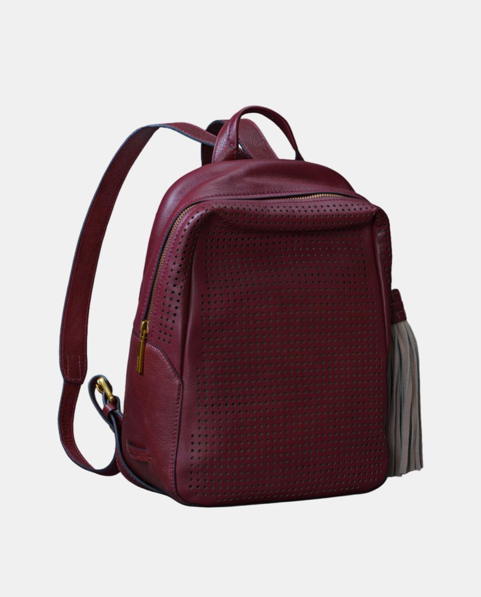 Mochila em Pele Perfurada Vermelho-2