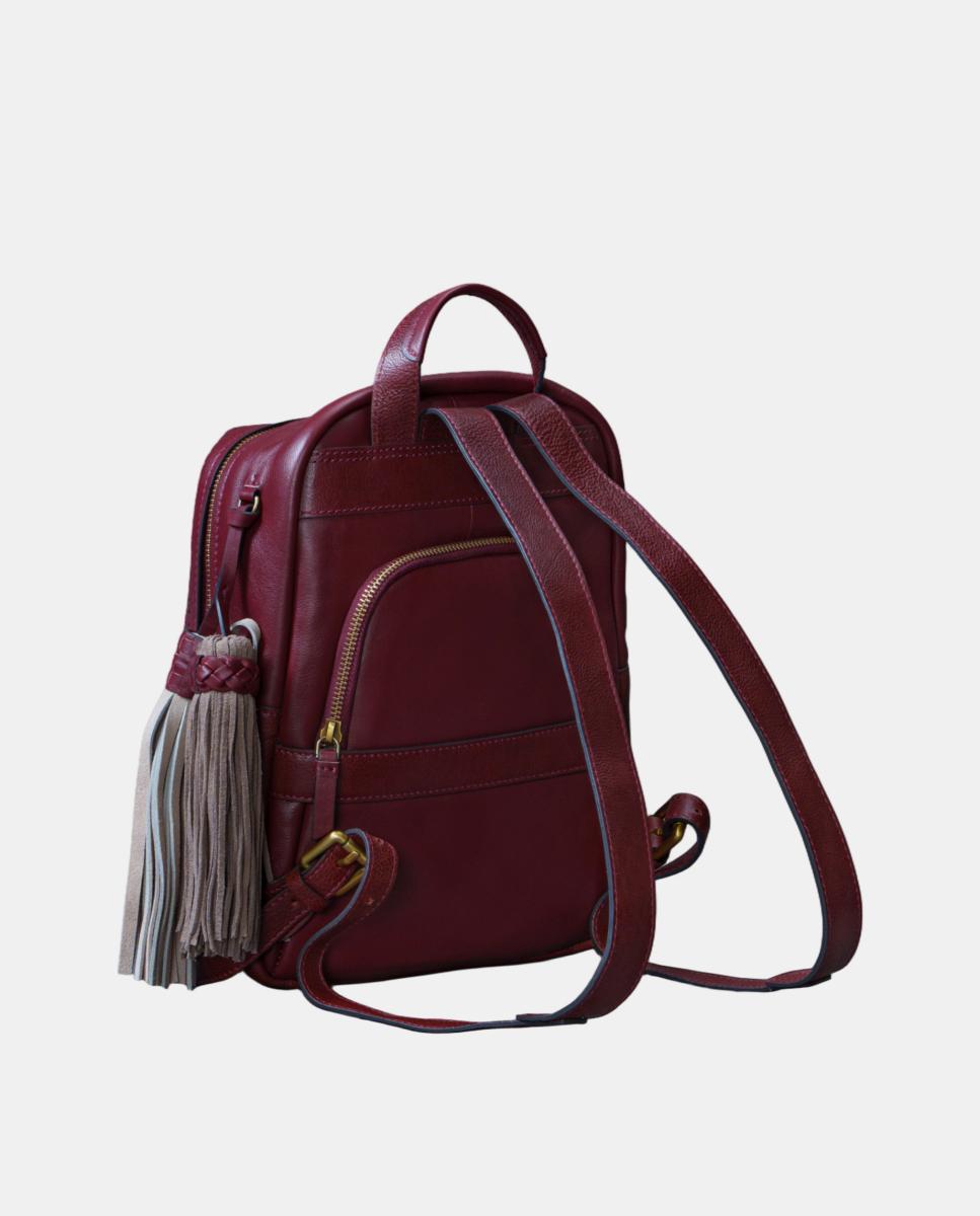 Mochila em Pele Perfurada Vermelho-3