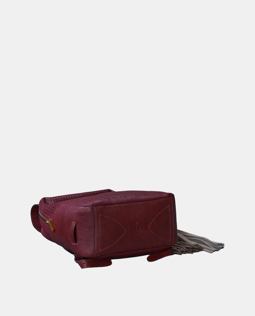 Mochila em Pele Perfurada Vermelho-4